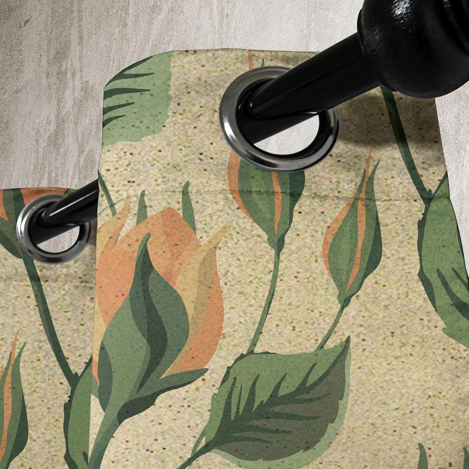 imageAmbesonne Hawaii Themed Grommet Curtain Tropical Leaves Pattern with Neutral Colors Boho Summer Print Decorative 2Panel Window Drapes for Bedroom Living Room 50 x 54 Pale Vermilion Seal BrownFern Green Avocado Green