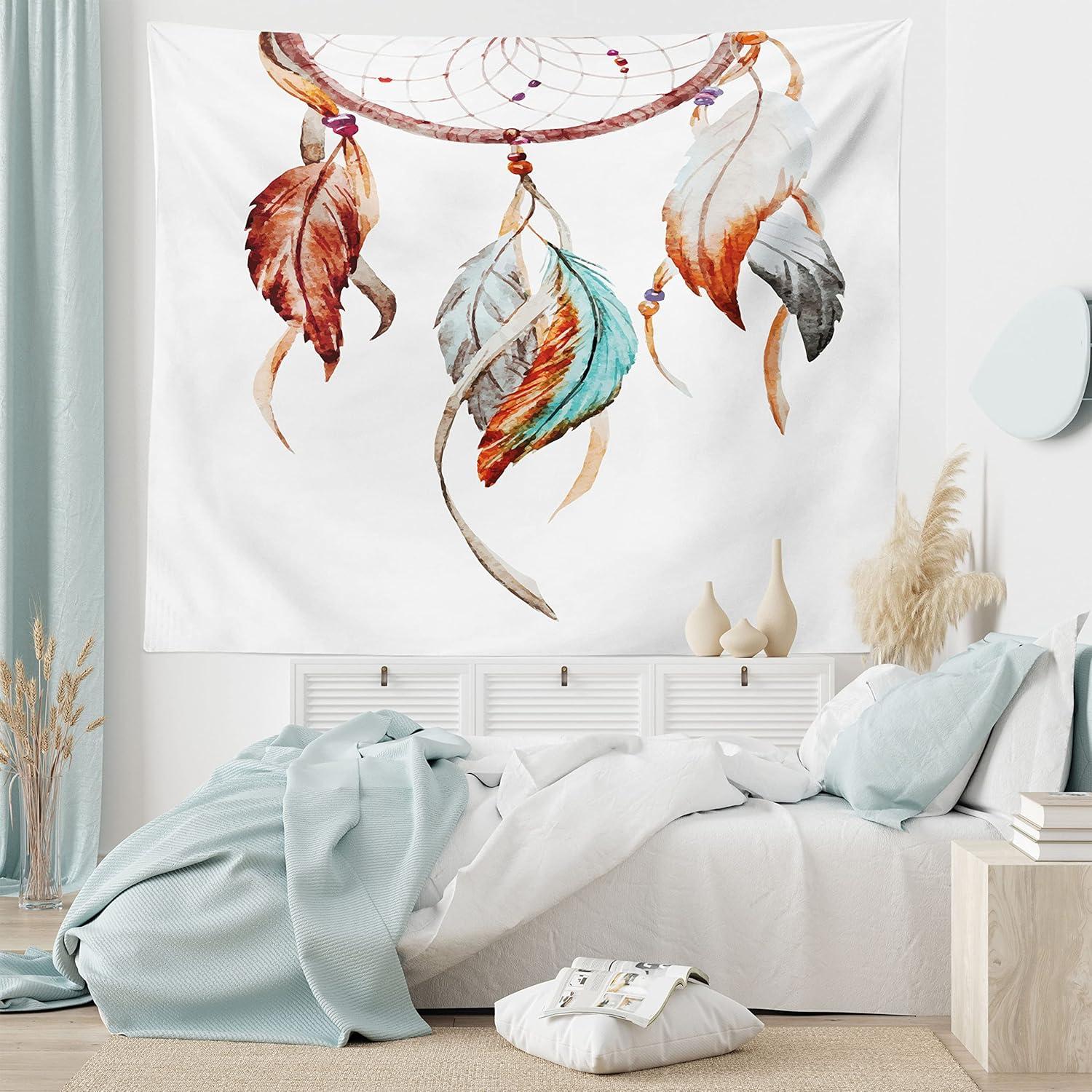 imageAmbesonne Hippie Tapestry Modern Goth Scene of Wingy Skeleton Moon and Roundy Flowers Boho Dreamy Fabric Wall Hanging Decor for Bedroom Living Room Dorm 28 X 23 Eggshell Shamrock GreenBurnt Sienna Seafoam