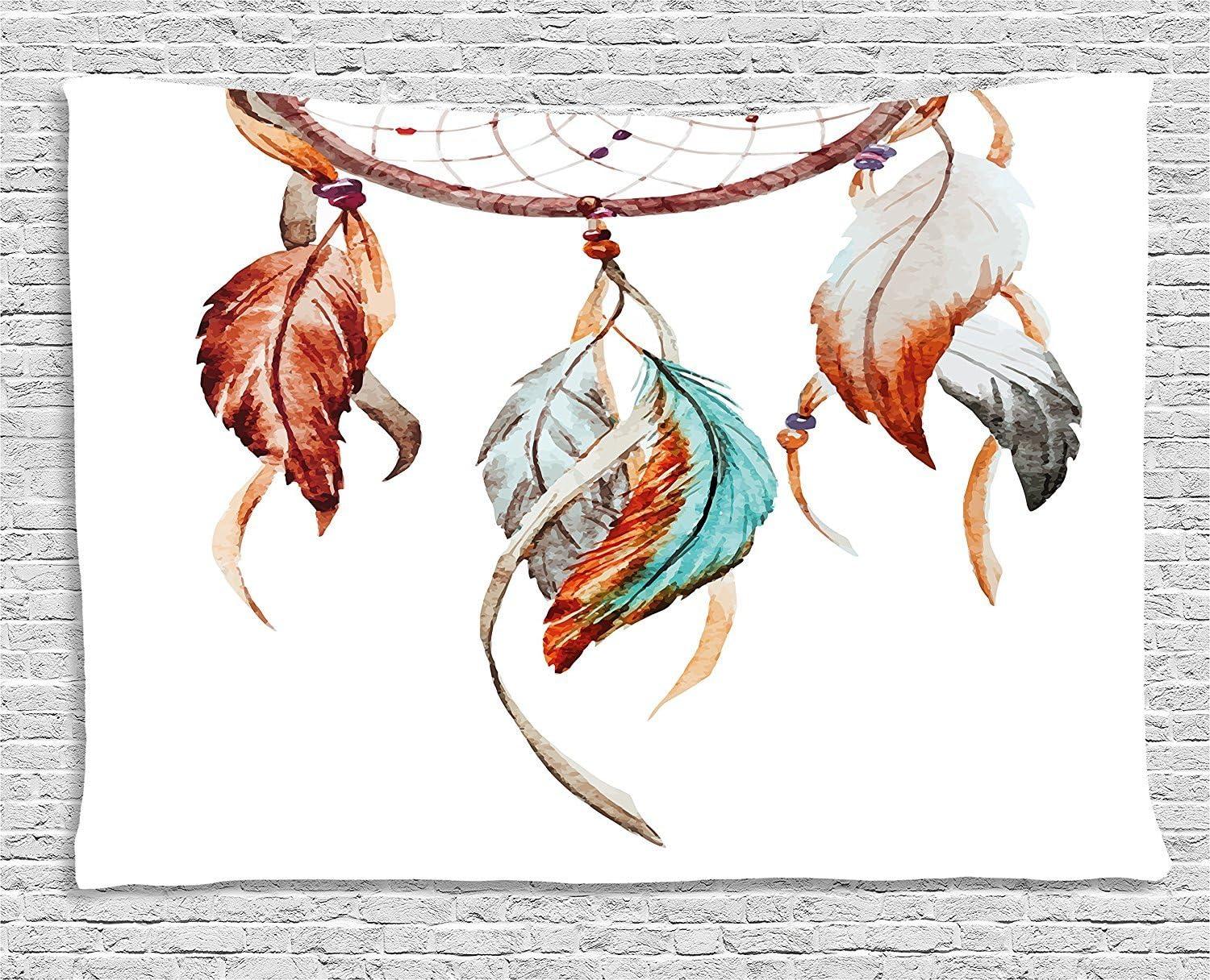 imageAmbesonne Hippie Tapestry Modern Goth Scene of Wingy Skeleton Moon and Roundy Flowers Boho Dreamy Fabric Wall Hanging Decor for Bedroom Living Room Dorm 28 X 23 Eggshell Shamrock GreenBurnt Sienna Seafoam