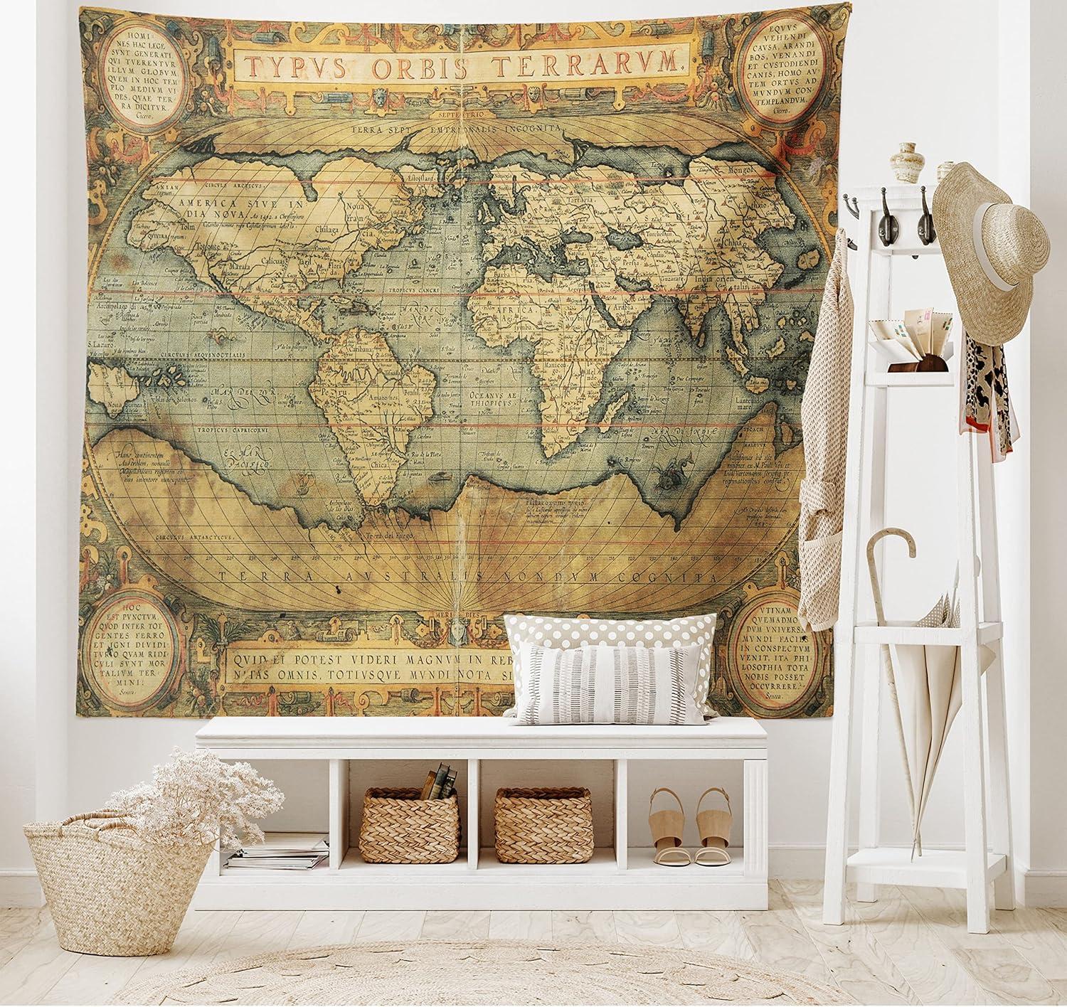 imageAmbesonne Hippie Tapestry Modern Goth Scene of Wingy Skeleton Moon and Roundy Flowers Boho Dreamy Fabric Wall Hanging Decor for Bedroom Living Room Dorm 28 X 23 Eggshell Shamrock GreenSand Brown Slate Blue