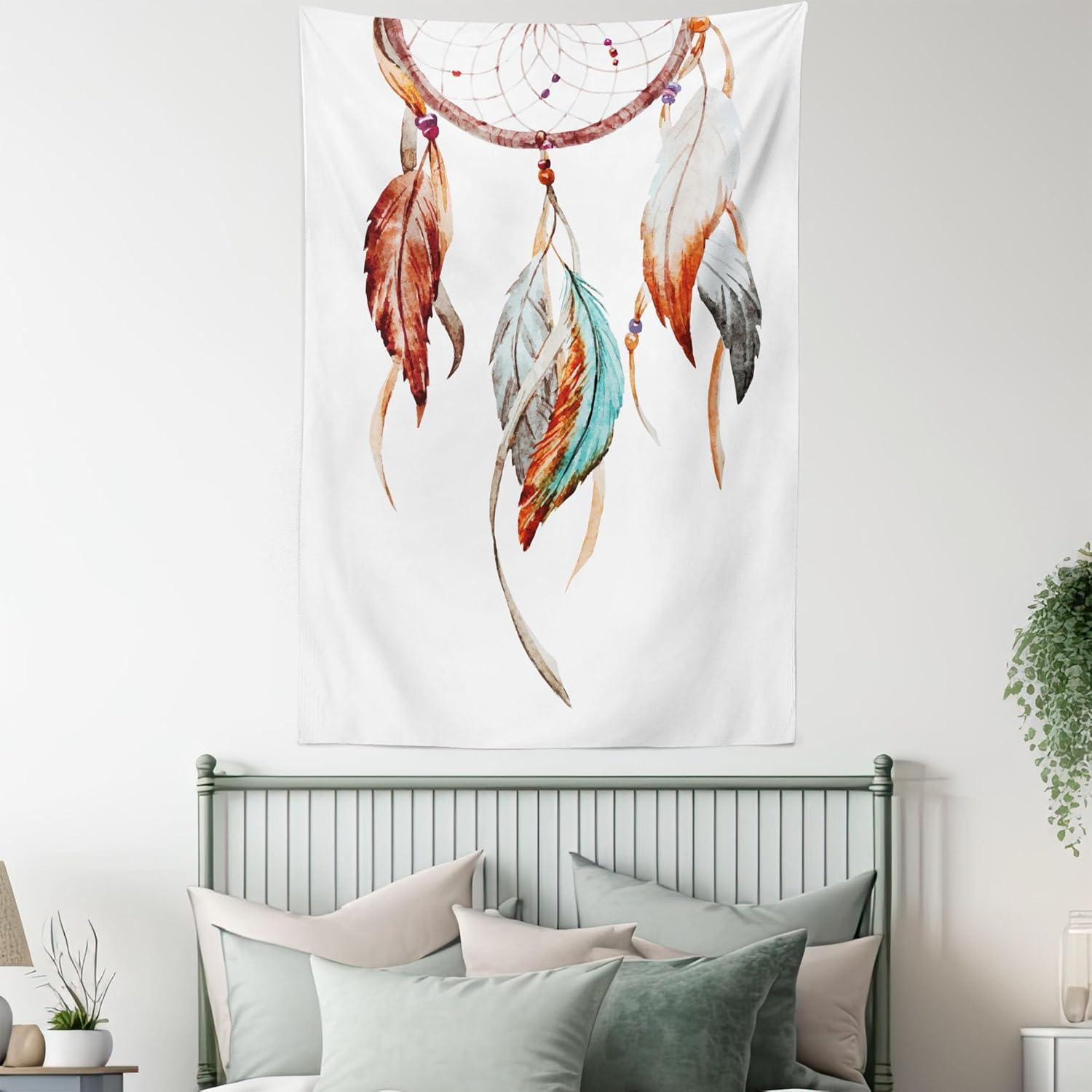 imageAmbesonne Hippie Tapestry Modern Goth Scene of Wingy Skeleton Moon and Roundy Flowers Boho Dreamy Fabric Wall Hanging Decor for Bedroom Living Room Dorm 28 X 23 Eggshell Shamrock GreenSienna Seafoam