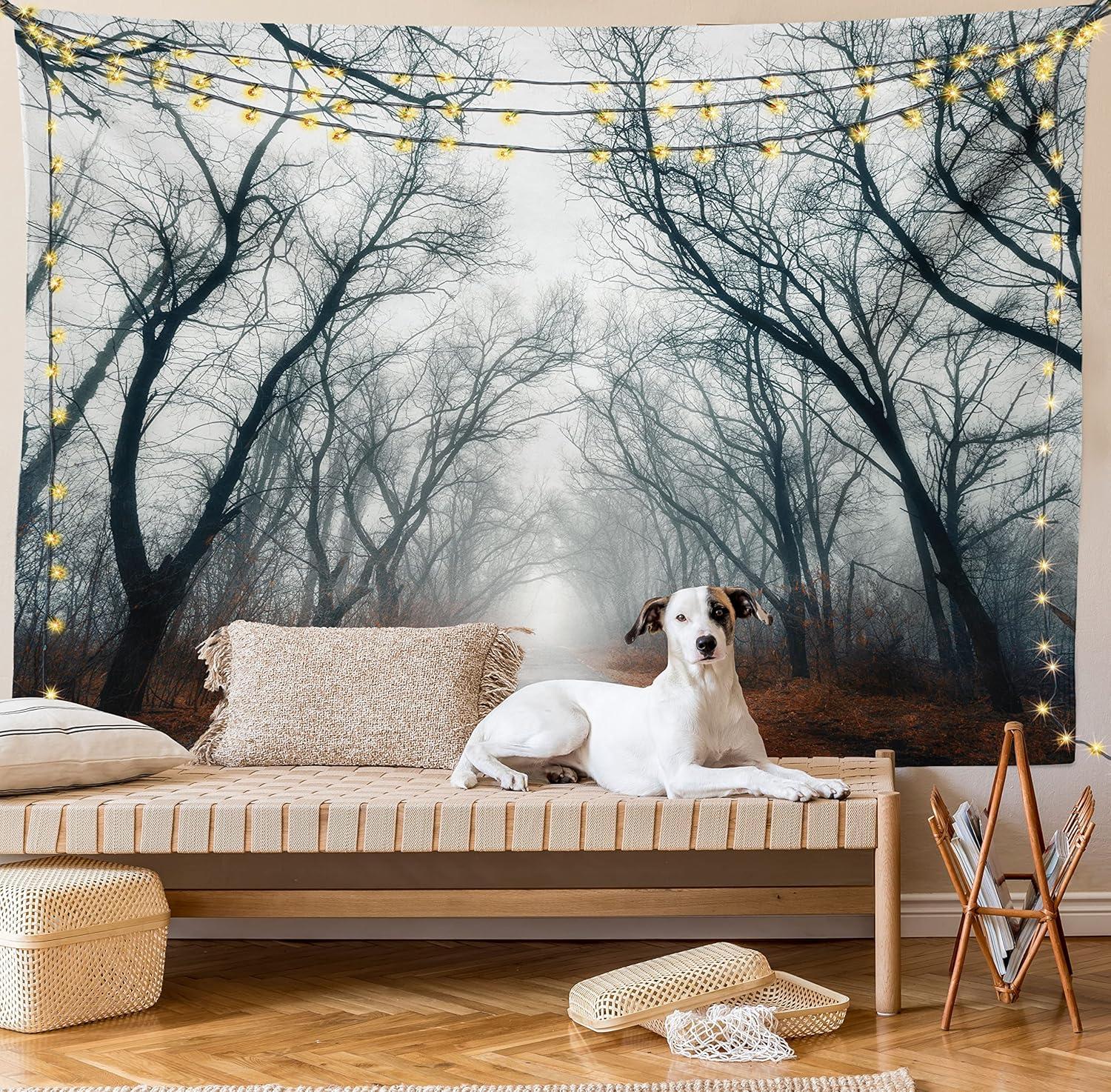 imageAmbesonne Hippie Tapestry Modern Goth Scene of Wingy Skeleton Moon and Roundy Flowers Boho Dreamy Fabric Wall Hanging Decor for Bedroom Living Room Dorm 28 X 23 Eggshell Shamrock GreenGray Red