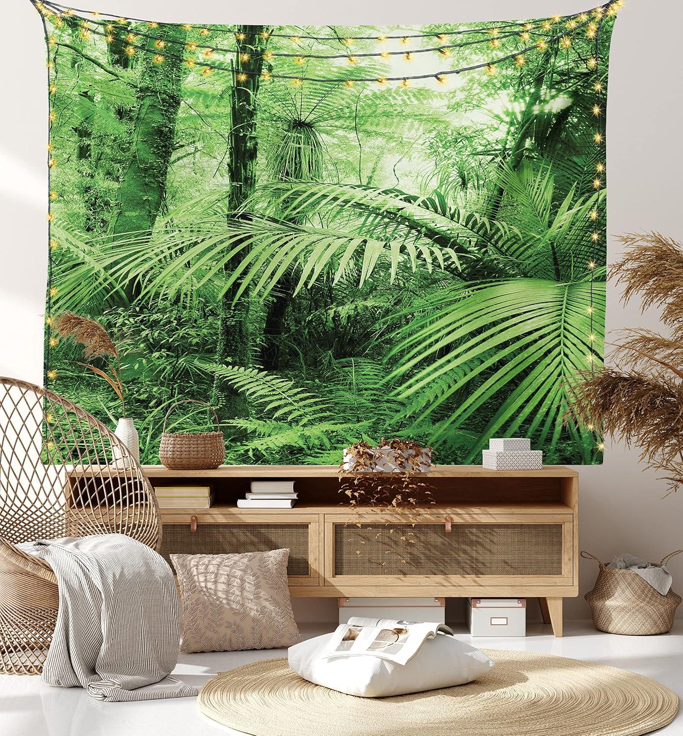 imageAmbesonne Hippie Tapestry Modern Goth Scene of Wingy Skeleton Moon and Roundy Flowers Boho Dreamy Fabric Wall Hanging Decor for Bedroom Living Room Dorm 28 X 23 Eggshell Shamrock GreenGreen