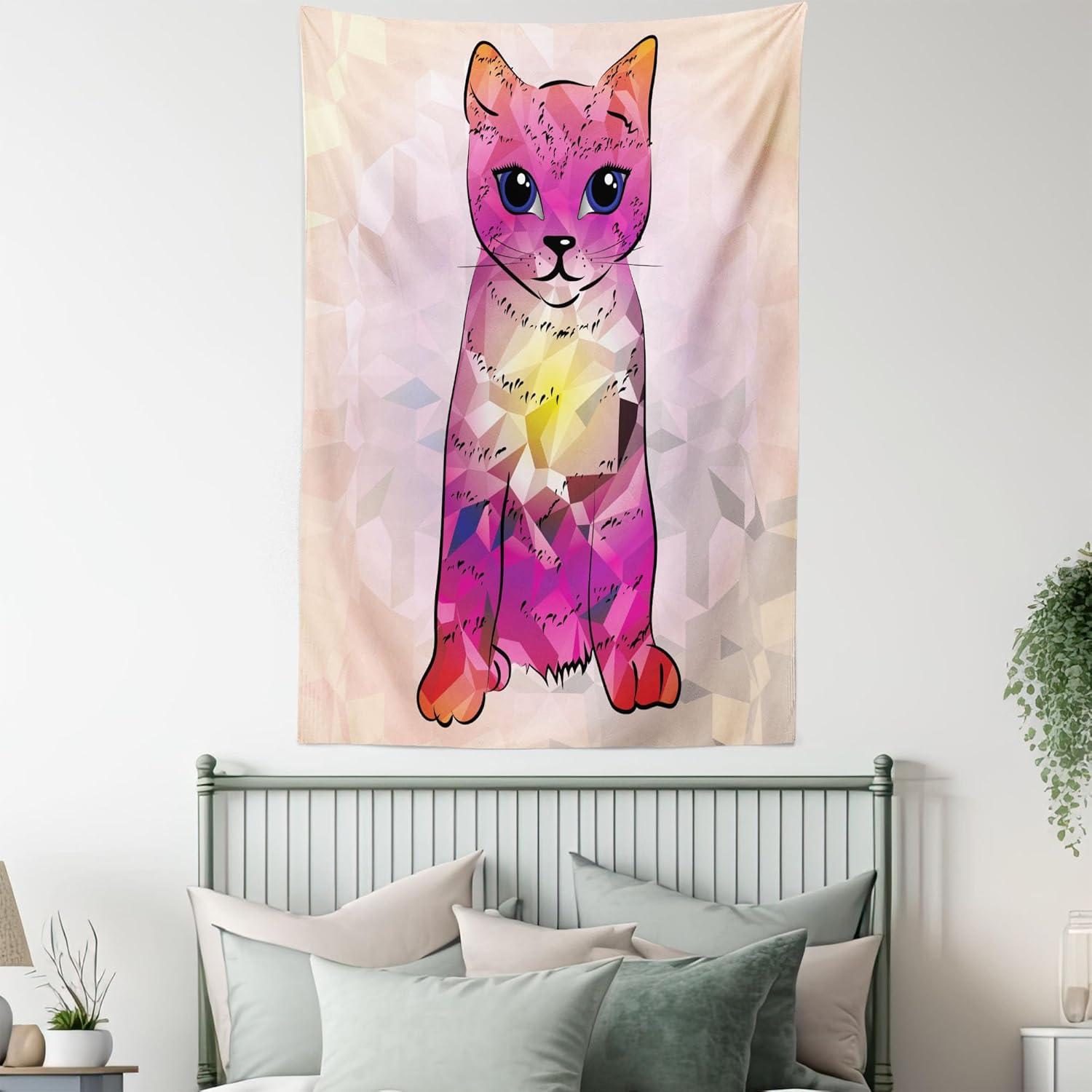 imageAmbesonne Hippie Tapestry Modern Goth Scene of Wingy Skeleton Moon and Roundy Flowers Boho Dreamy Fabric Wall Hanging Decor for Bedroom Living Room Dorm 28 X 23 Eggshell Shamrock GreenPink Fuchsia
