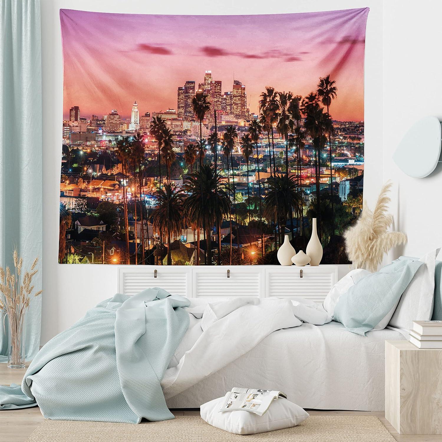 imageAmbesonne Hippie Tapestry Modern Goth Scene of Wingy Skeleton Moon and Roundy Flowers Boho Dreamy Fabric Wall Hanging Decor for Bedroom Living Room Dorm 28 X 23 Eggshell Shamrock GreenDried Rose