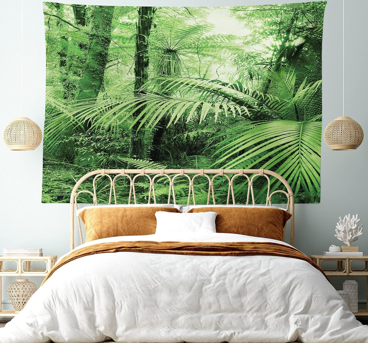 imageAmbesonne Hippie Tapestry Modern Goth Scene of Wingy Skeleton Moon and Roundy Flowers Boho Dreamy Fabric Wall Hanging Decor for Bedroom Living Room Dorm 28 X 23 Eggshell Shamrock GreenGreen