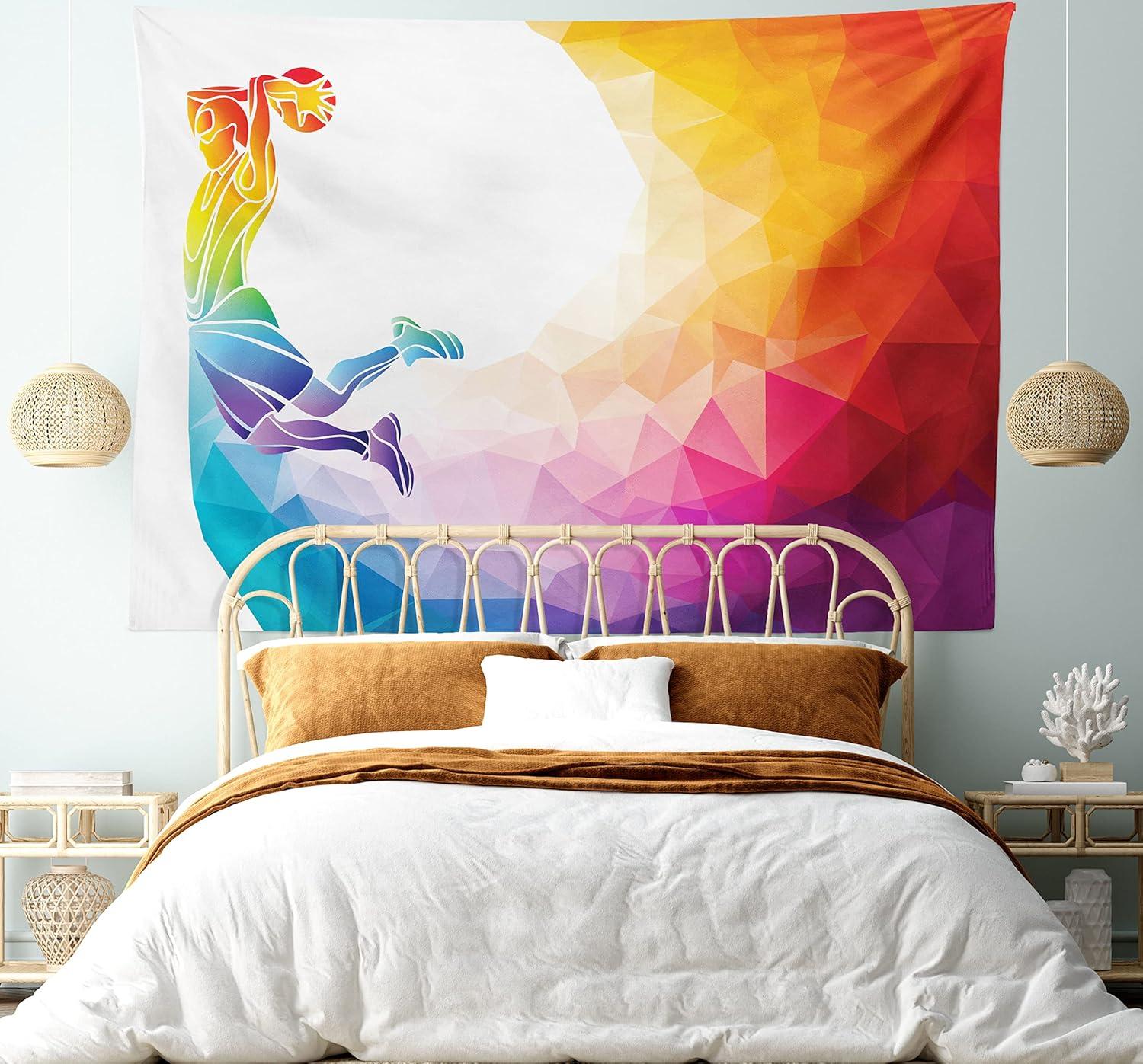 imageAmbesonne Hippie Tapestry Modern Goth Scene of Wingy Skeleton Moon and Roundy Flowers Boho Dreamy Fabric Wall Hanging Decor for Bedroom Living Room Dorm 28 X 23 Eggshell Shamrock GreenWhite Orange