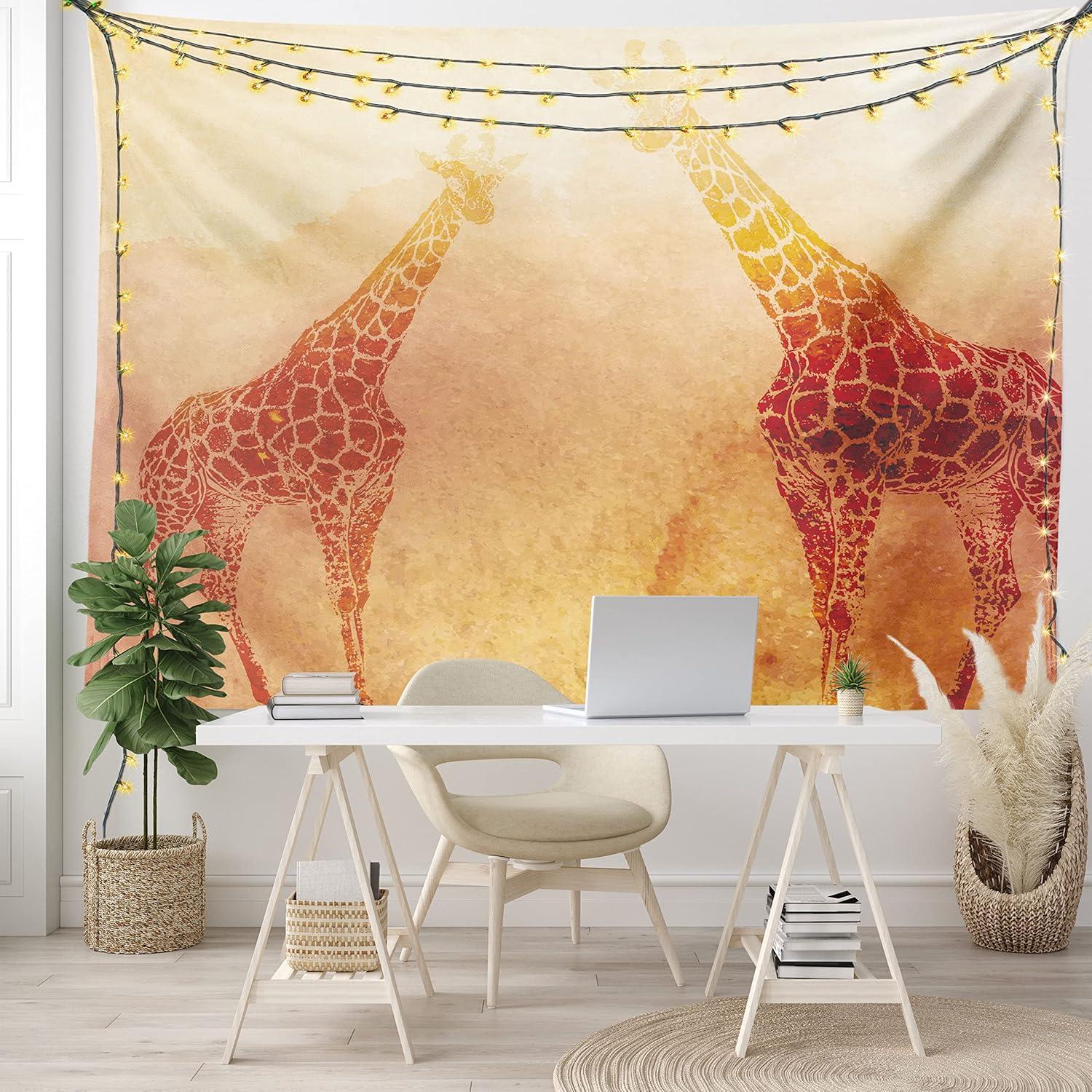 imageAmbesonne Hippie Tapestry Modern Goth Scene of Wingy Skeleton Moon and Roundy Flowers Boho Dreamy Fabric Wall Hanging Decor for Bedroom Living Room Dorm 28 X 23 Eggshell Shamrock GreenOrange