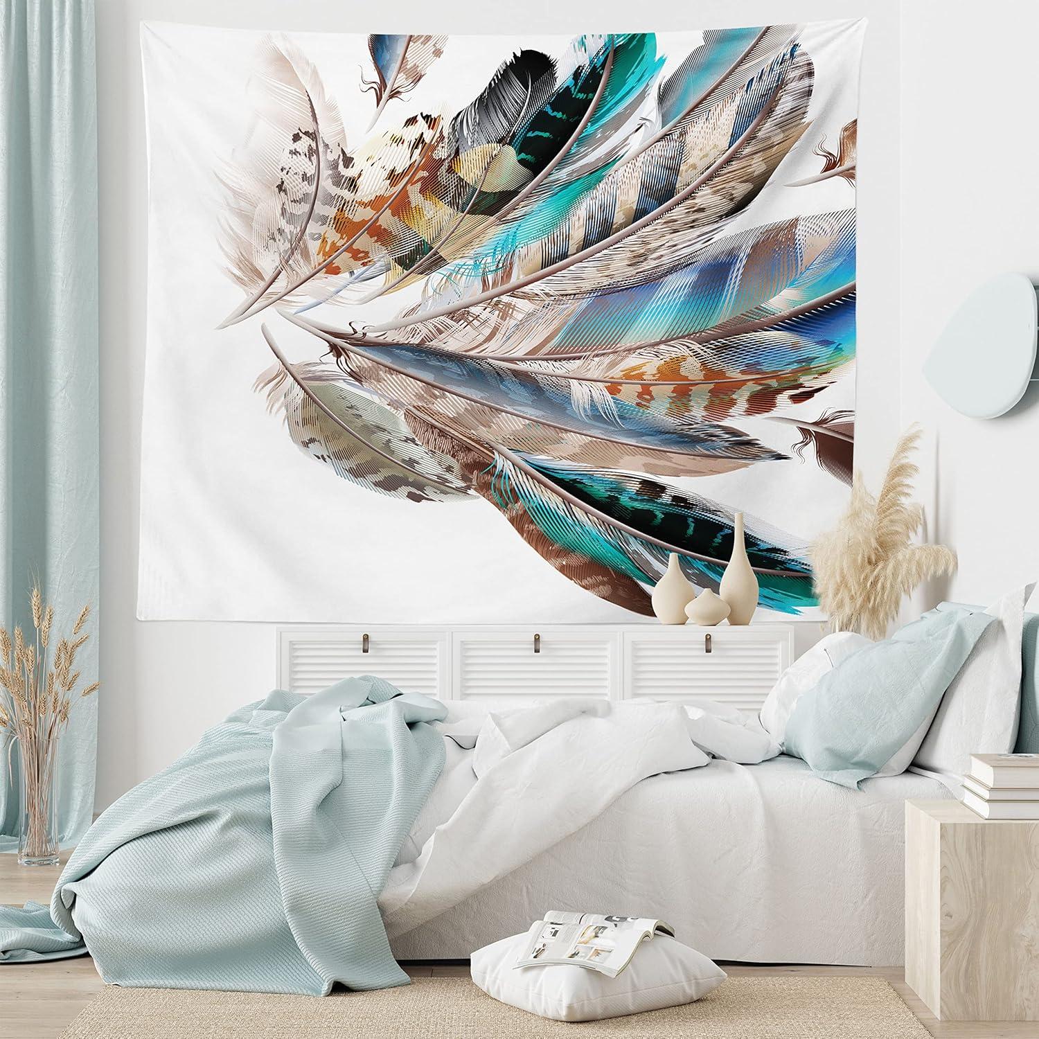 imageAmbesonne Hippie Tapestry Modern Goth Scene of Wingy Skeleton Moon and Roundy Flowers Boho Dreamy Fabric Wall Hanging Decor for Bedroom Living Room Dorm 28 X 23 Eggshell Shamrock GreenTeal Brown