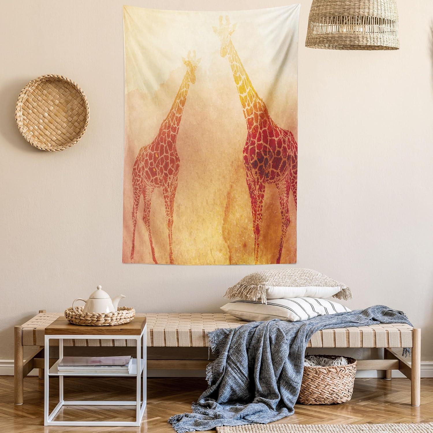 imageAmbesonne Hippie Tapestry Modern Goth Scene of Wingy Skeleton Moon and Roundy Flowers Boho Dreamy Fabric Wall Hanging Decor for Bedroom Living Room Dorm 28 X 23 Eggshell Shamrock GreenOrange