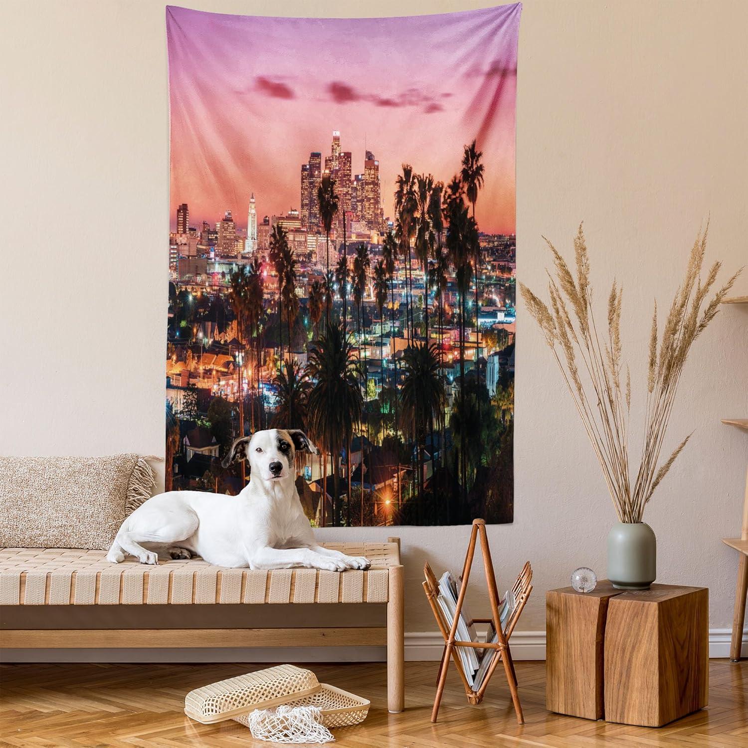 imageAmbesonne Hippie Tapestry Modern Goth Scene of Wingy Skeleton Moon and Roundy Flowers Boho Dreamy Fabric Wall Hanging Decor for Bedroom Living Room Dorm 28 X 23 Eggshell Shamrock GreenDried Rose