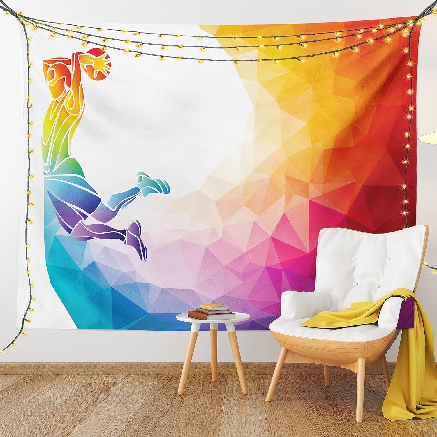 imageAmbesonne Hippie Tapestry Modern Goth Scene of Wingy Skeleton Moon and Roundy Flowers Boho Dreamy Fabric Wall Hanging Decor for Bedroom Living Room Dorm 28 X 23 Eggshell Shamrock GreenWhite Orange