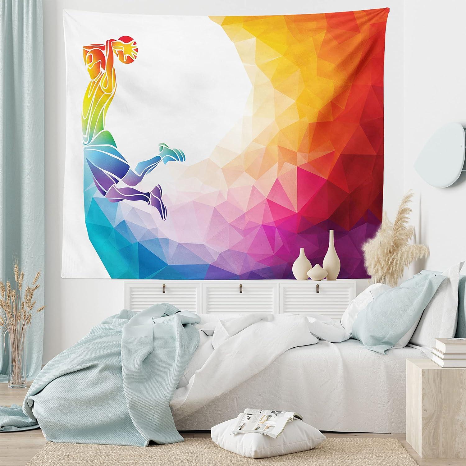 imageAmbesonne Hippie Tapestry Modern Goth Scene of Wingy Skeleton Moon and Roundy Flowers Boho Dreamy Fabric Wall Hanging Decor for Bedroom Living Room Dorm 28 X 23 Eggshell Shamrock GreenWhite Orange