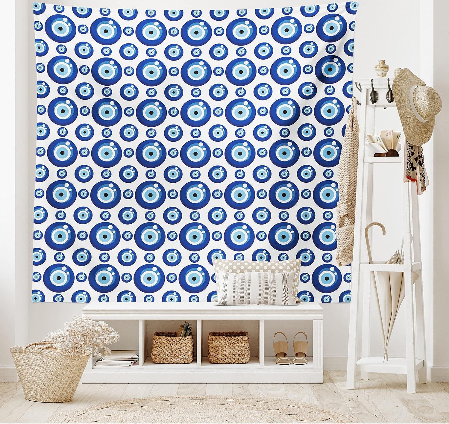 imageAmbesonne Hippie Tapestry Modern Goth Scene of Wingy Skeleton Moon and Roundy Flowers Boho Dreamy Fabric Wall Hanging Decor for Bedroom Living Room Dorm 28 X 23 Eggshell Shamrock GreenBlue White