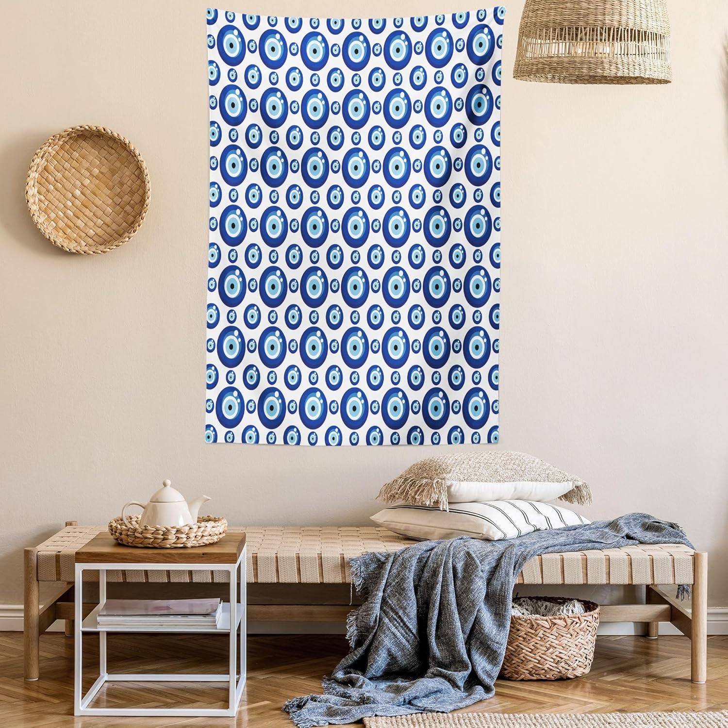 imageAmbesonne Hippie Tapestry Modern Goth Scene of Wingy Skeleton Moon and Roundy Flowers Boho Dreamy Fabric Wall Hanging Decor for Bedroom Living Room Dorm 28 X 23 Eggshell Shamrock GreenBlue Pale Blue White