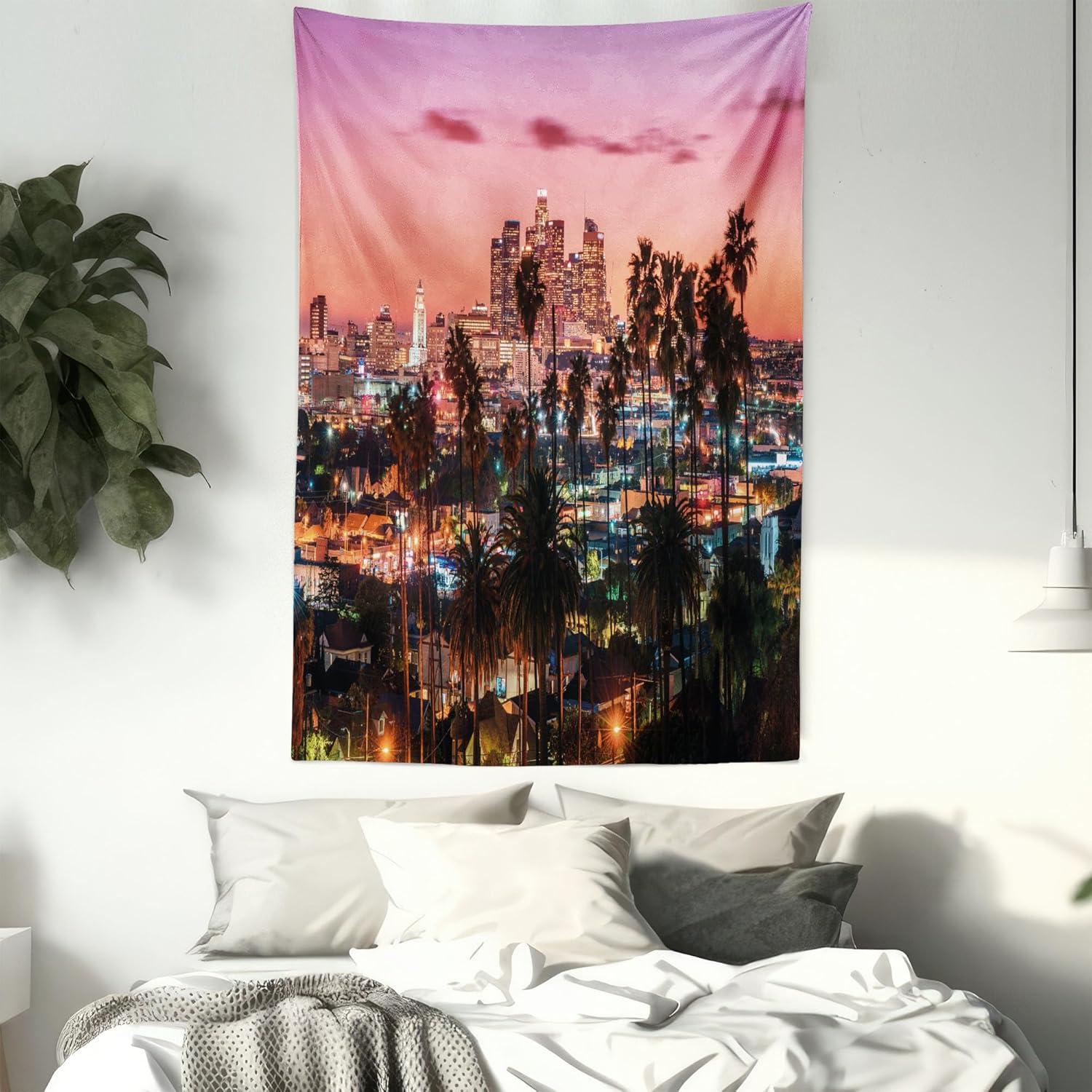 imageAmbesonne Hippie Tapestry Modern Goth Scene of Wingy Skeleton Moon and Roundy Flowers Boho Dreamy Fabric Wall Hanging Decor for Bedroom Living Room Dorm 28 X 23 Eggshell Shamrock GreenDried Rose