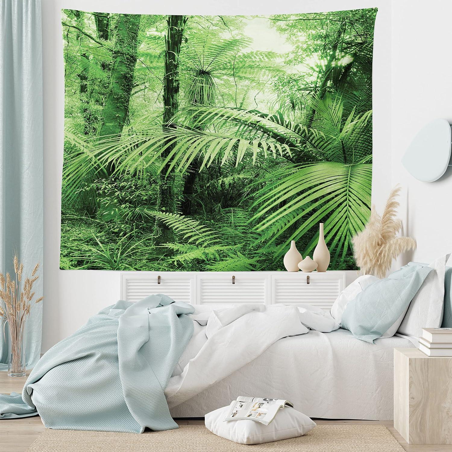 imageAmbesonne Hippie Tapestry Modern Goth Scene of Wingy Skeleton Moon and Roundy Flowers Boho Dreamy Fabric Wall Hanging Decor for Bedroom Living Room Dorm 28 X 23 Eggshell Shamrock GreenGreen