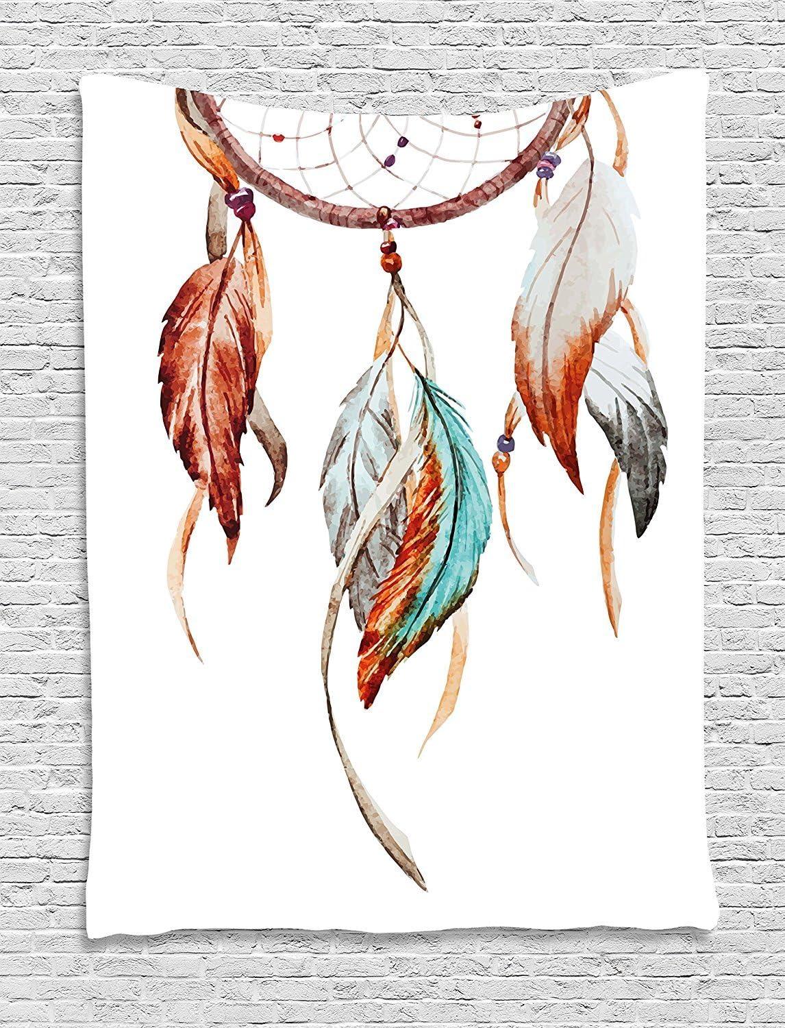 imageAmbesonne Hippie Tapestry Modern Goth Scene of Wingy Skeleton Moon and Roundy Flowers Boho Dreamy Fabric Wall Hanging Decor for Bedroom Living Room Dorm 28 X 23 Eggshell Shamrock GreenSienna Seafoam