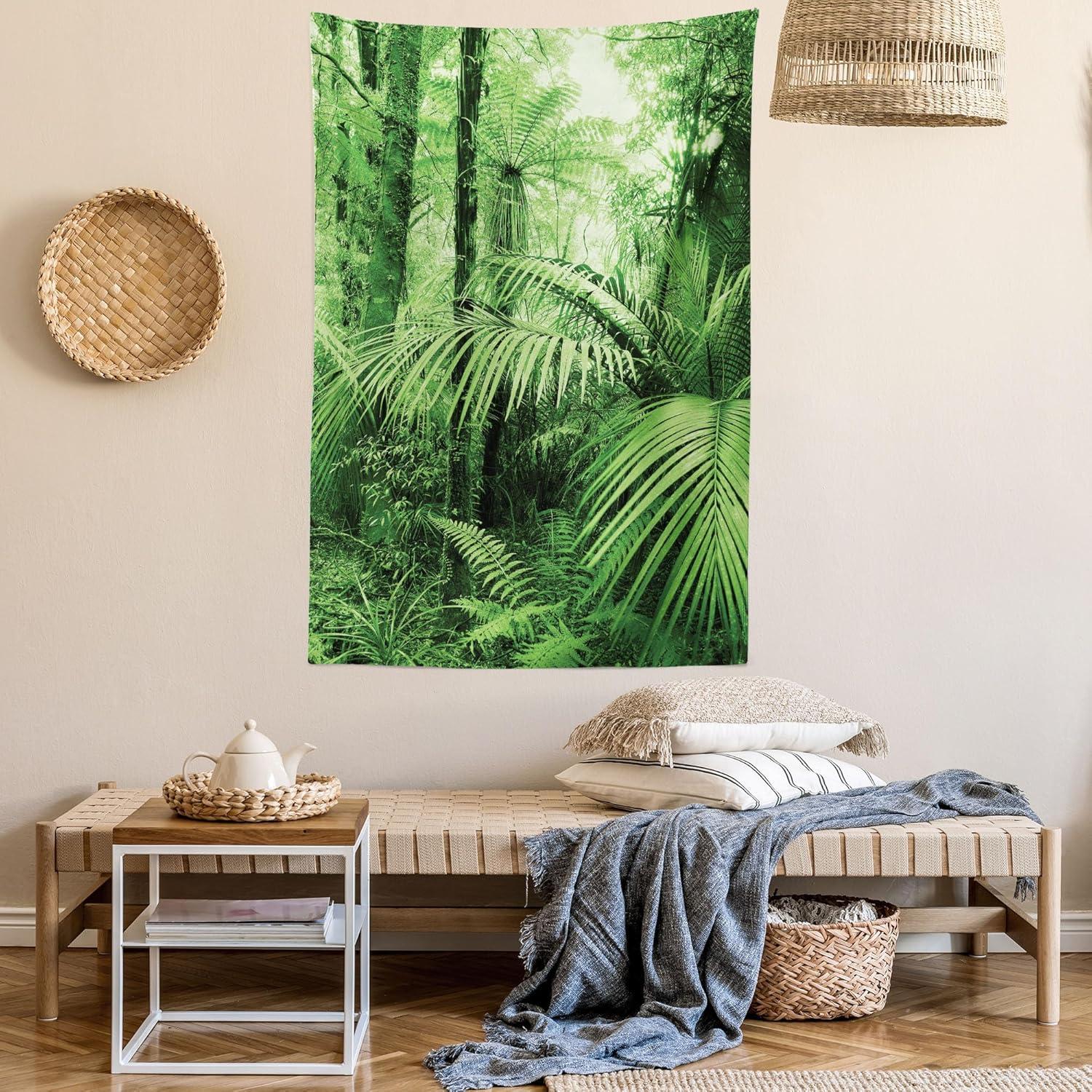 imageAmbesonne Hippie Tapestry Modern Goth Scene of Wingy Skeleton Moon and Roundy Flowers Boho Dreamy Fabric Wall Hanging Decor for Bedroom Living Room Dorm 28 X 23 Eggshell Shamrock GreenGreen