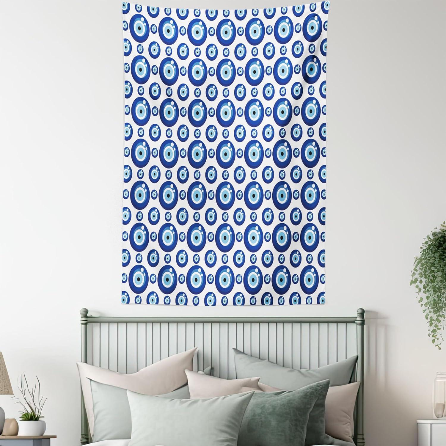 imageAmbesonne Hippie Tapestry Modern Goth Scene of Wingy Skeleton Moon and Roundy Flowers Boho Dreamy Fabric Wall Hanging Decor for Bedroom Living Room Dorm 28 X 23 Eggshell Shamrock GreenBlue Pale Blue White