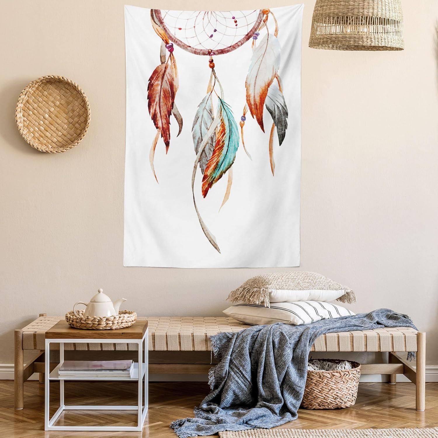 imageAmbesonne Hippie Tapestry Modern Goth Scene of Wingy Skeleton Moon and Roundy Flowers Boho Dreamy Fabric Wall Hanging Decor for Bedroom Living Room Dorm 28 X 23 Eggshell Shamrock GreenSienna Seafoam