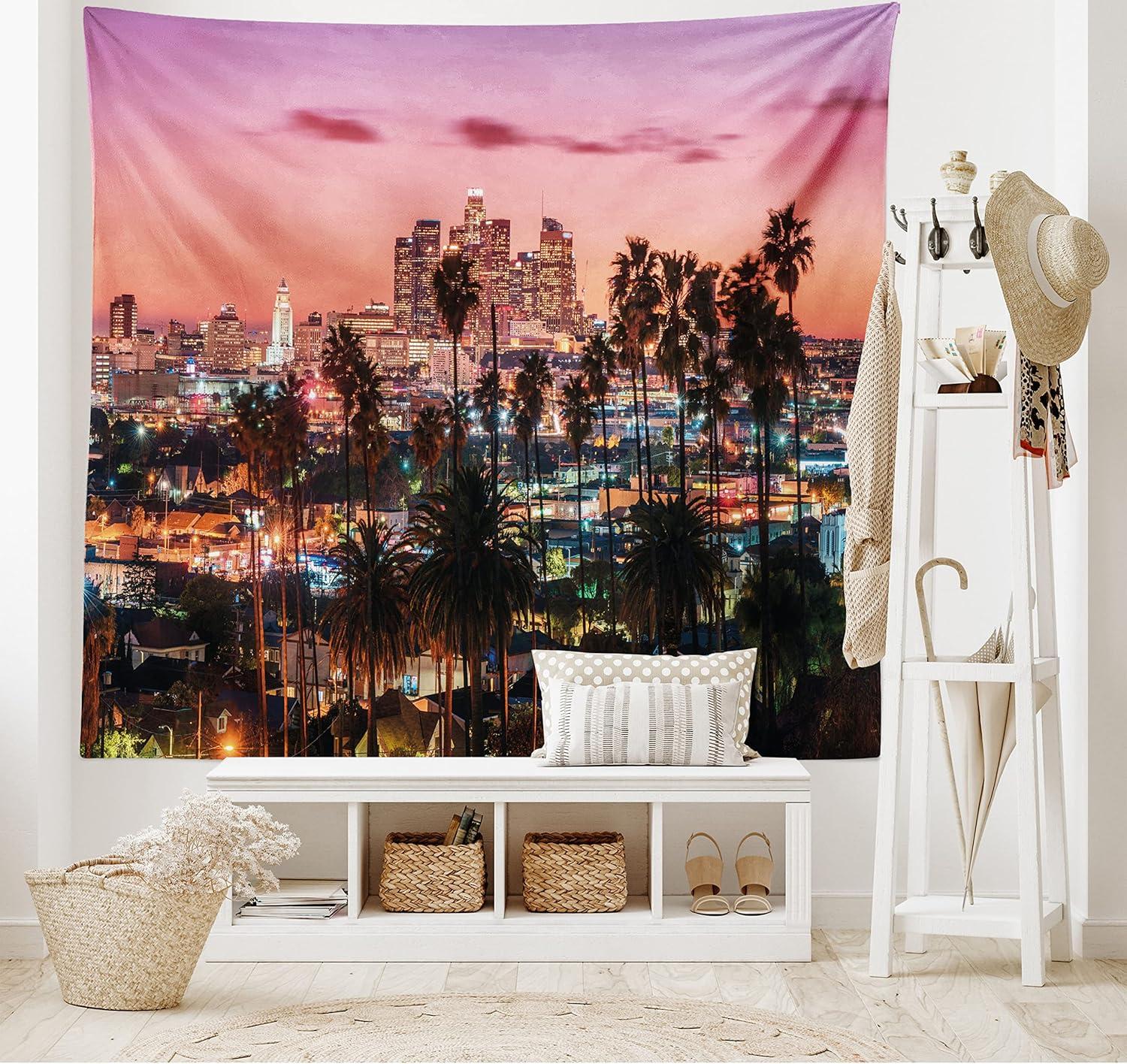 imageAmbesonne Hippie Tapestry Modern Goth Scene of Wingy Skeleton Moon and Roundy Flowers Boho Dreamy Fabric Wall Hanging Decor for Bedroom Living Room Dorm 28 X 23 Eggshell Shamrock GreenDried Rose