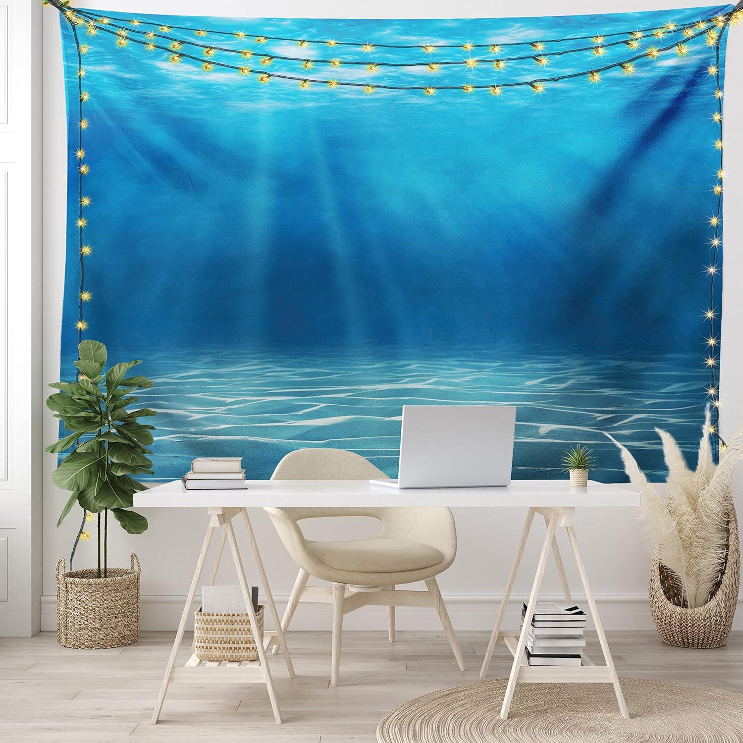 imageAmbesonne Hippie Tapestry Modern Goth Scene of Wingy Skeleton Moon and Roundy Flowers Boho Dreamy Fabric Wall Hanging Decor for Bedroom Living Room Dorm 28 X 23 Eggshell Shamrock GreenBlue Turquoise