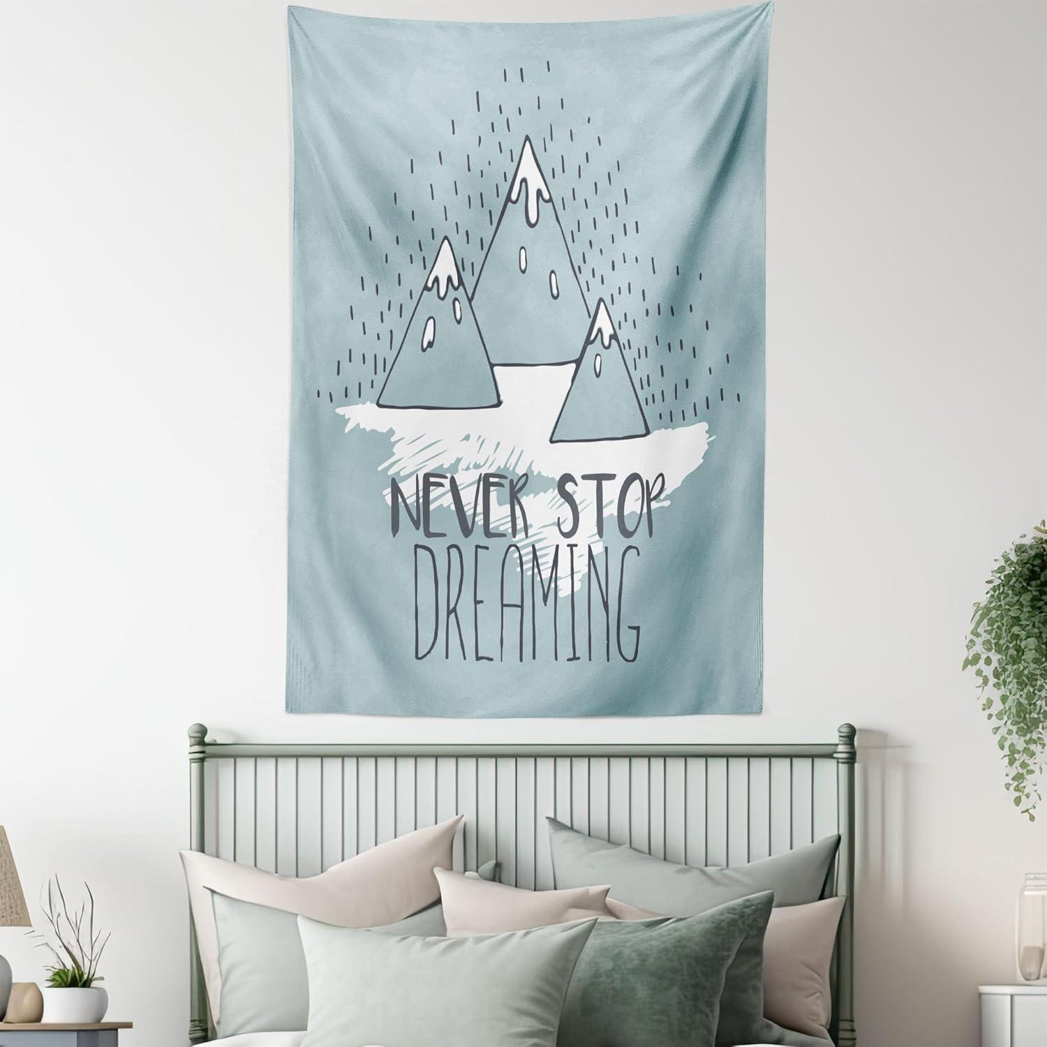 imageAmbesonne Hippie Tapestry Modern Goth Scene of Wingy Skeleton Moon and Roundy Flowers Boho Dreamy Fabric Wall Hanging Decor for Bedroom Living Room Dorm 28 X 23 Eggshell Shamrock GreenGreen White