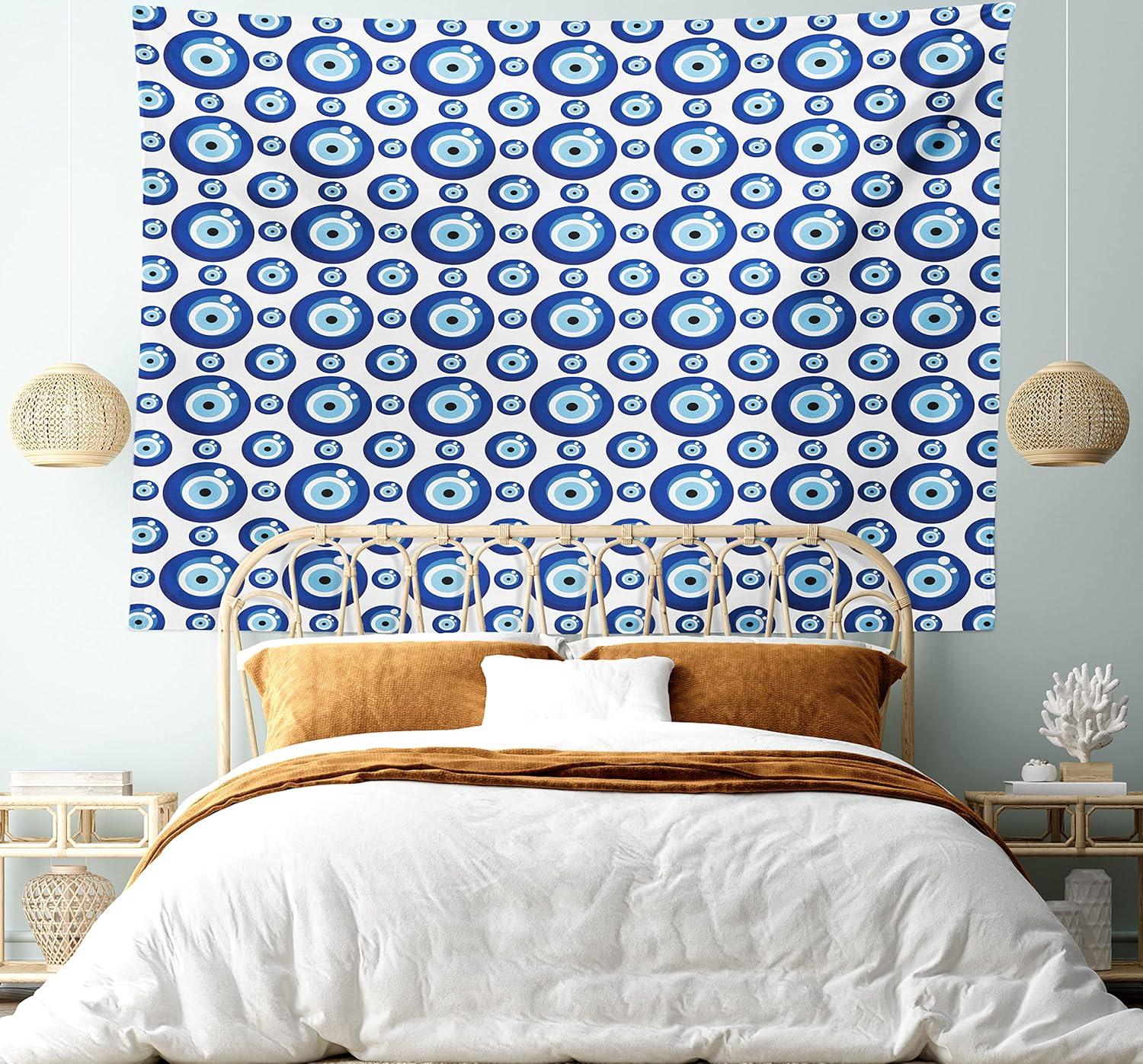 imageAmbesonne Hippie Tapestry Modern Goth Scene of Wingy Skeleton Moon and Roundy Flowers Boho Dreamy Fabric Wall Hanging Decor for Bedroom Living Room Dorm 28 X 23 Eggshell Shamrock GreenBlue White