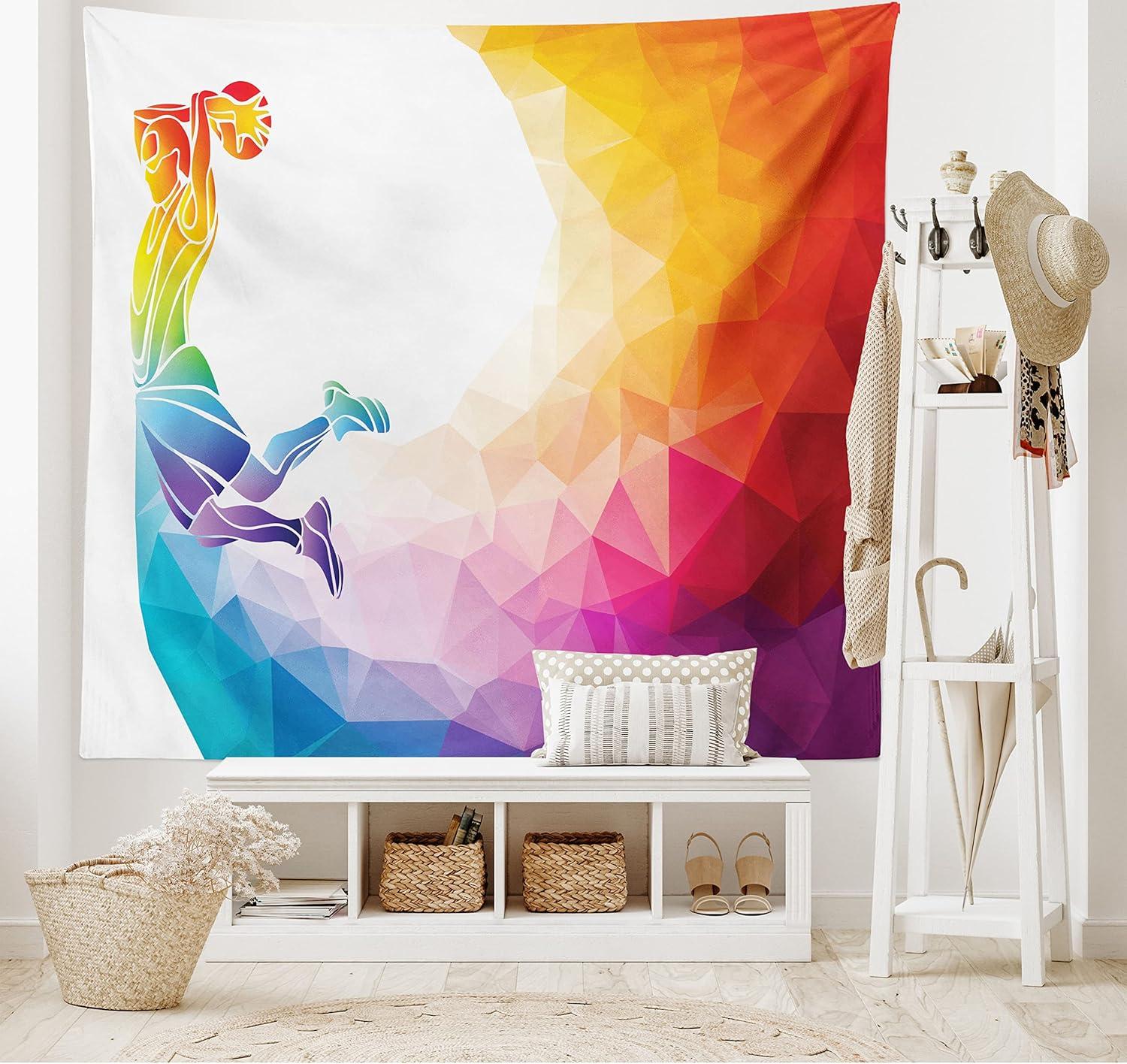 imageAmbesonne Hippie Tapestry Modern Goth Scene of Wingy Skeleton Moon and Roundy Flowers Boho Dreamy Fabric Wall Hanging Decor for Bedroom Living Room Dorm 28 X 23 Eggshell Shamrock GreenWhite Orange