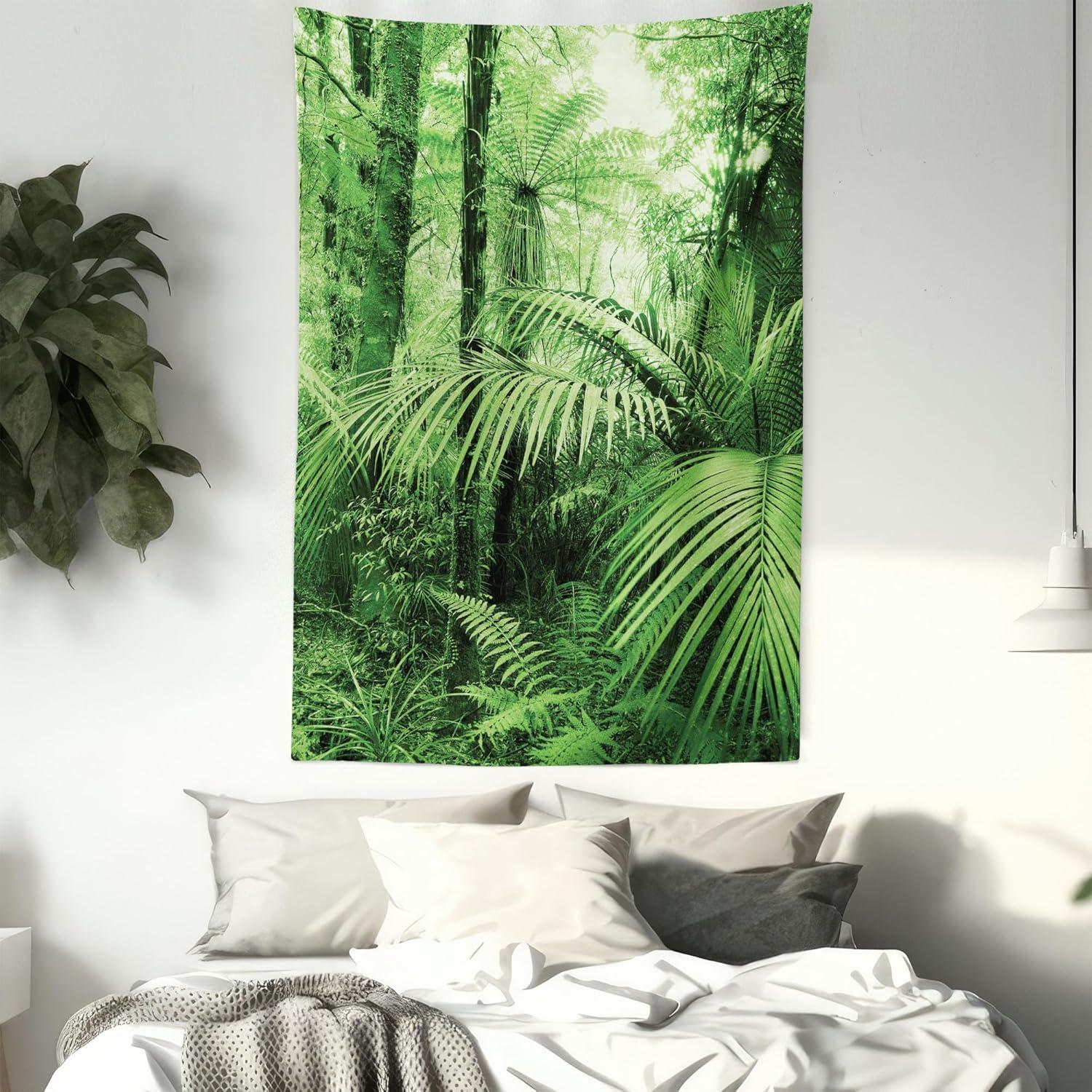 imageAmbesonne Hippie Tapestry Modern Goth Scene of Wingy Skeleton Moon and Roundy Flowers Boho Dreamy Fabric Wall Hanging Decor for Bedroom Living Room Dorm 28 X 23 Eggshell Shamrock GreenGreen