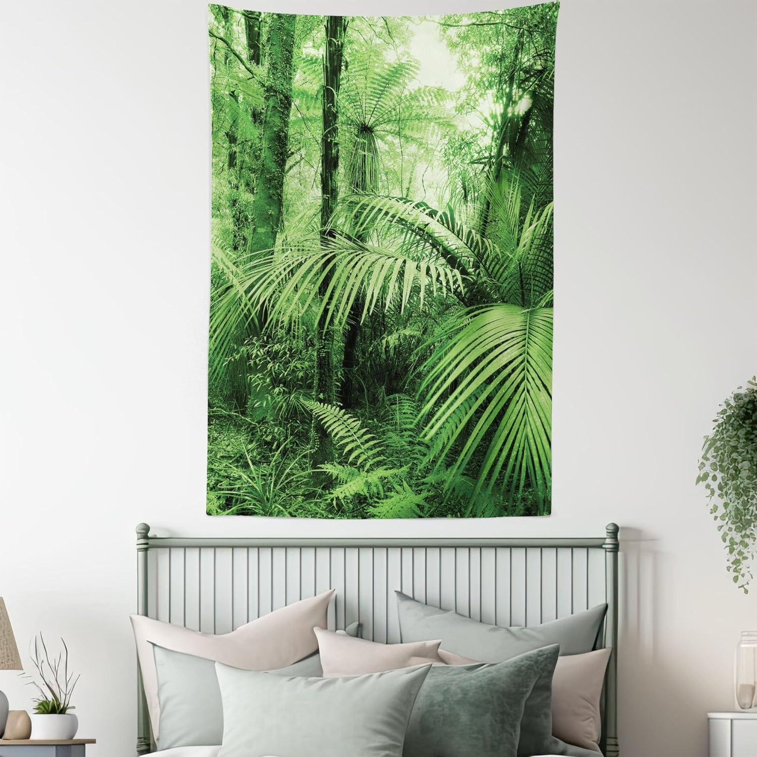 imageAmbesonne Hippie Tapestry Modern Goth Scene of Wingy Skeleton Moon and Roundy Flowers Boho Dreamy Fabric Wall Hanging Decor for Bedroom Living Room Dorm 28 X 23 Eggshell Shamrock GreenGreen