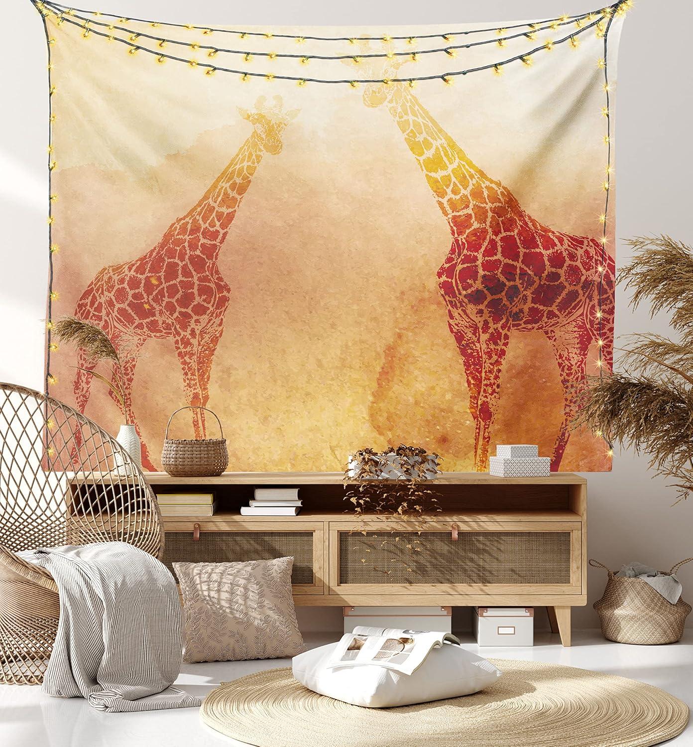 imageAmbesonne Hippie Tapestry Modern Goth Scene of Wingy Skeleton Moon and Roundy Flowers Boho Dreamy Fabric Wall Hanging Decor for Bedroom Living Room Dorm 28 X 23 Eggshell Shamrock GreenOrange