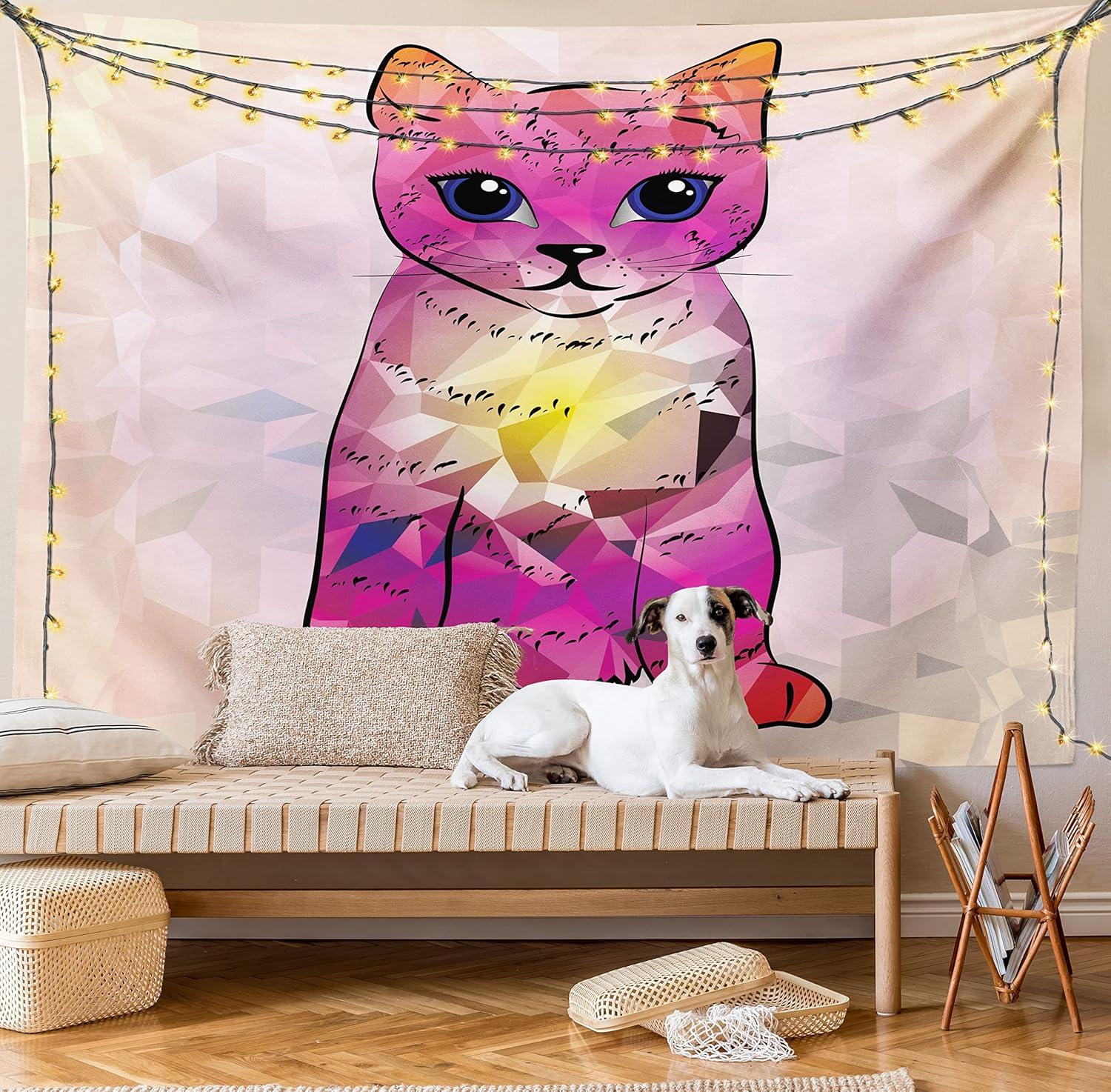 imageAmbesonne Hippie Tapestry Modern Goth Scene of Wingy Skeleton Moon and Roundy Flowers Boho Dreamy Fabric Wall Hanging Decor for Bedroom Living Room Dorm 28 X 23 Eggshell Shamrock GreenPink Fuchsia