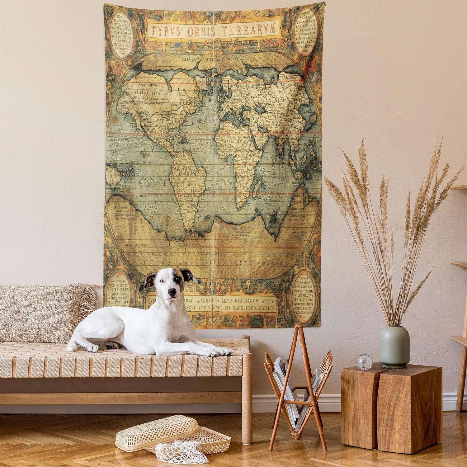 imageAmbesonne Hippie Tapestry Modern Goth Scene of Wingy Skeleton Moon and Roundy Flowers Boho Dreamy Fabric Wall Hanging Decor for Bedroom Living Room Dorm 28 X 23 Eggshell Shamrock GreenSand Brown Slate Blue