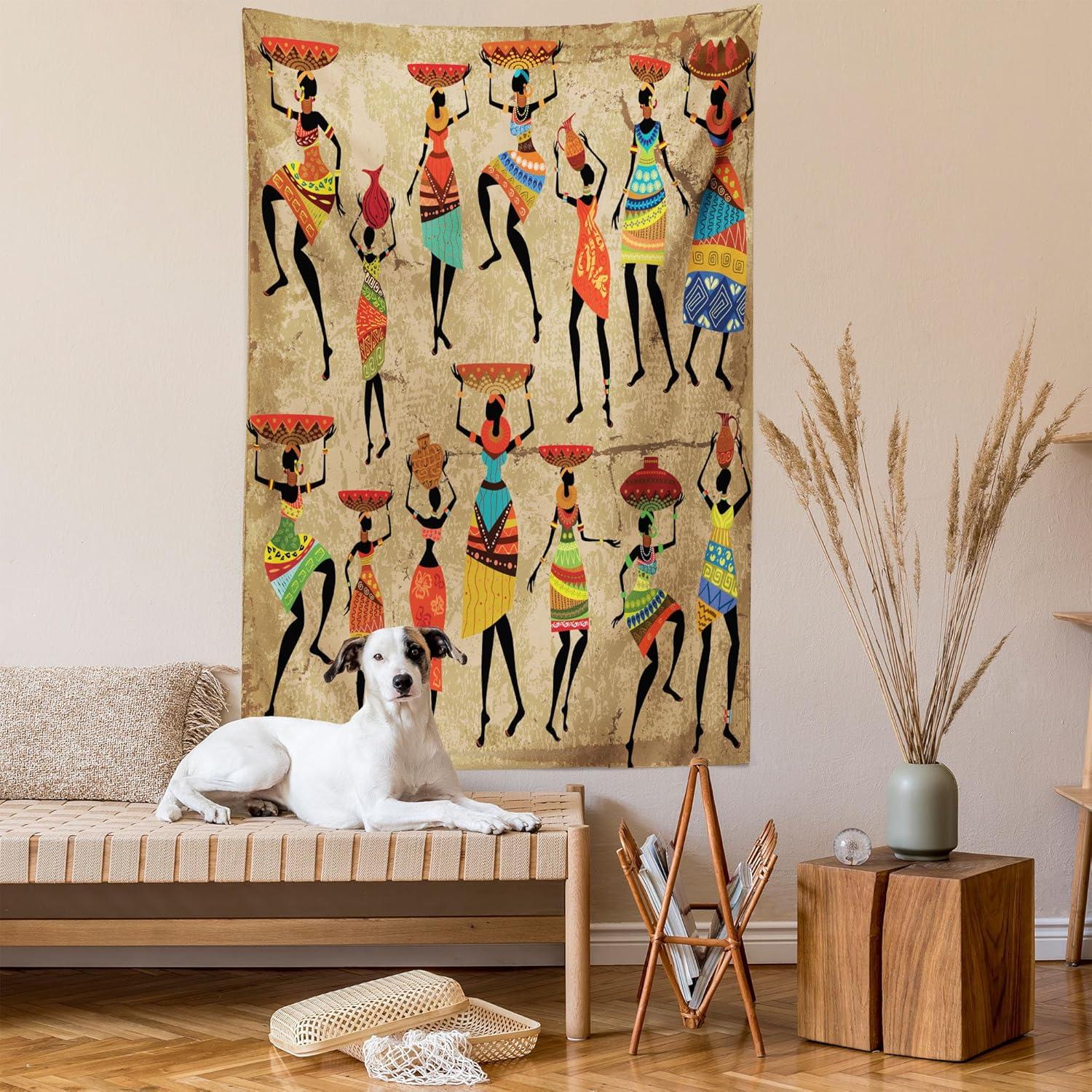 imageAmbesonne Hippie Tapestry Modern Goth Scene of Wingy Skeleton Moon and Roundy Flowers Boho Dreamy Fabric Wall Hanging Decor for Bedroom Living Room Dorm 28 X 23 Eggshell Shamrock GreenCamel Brown