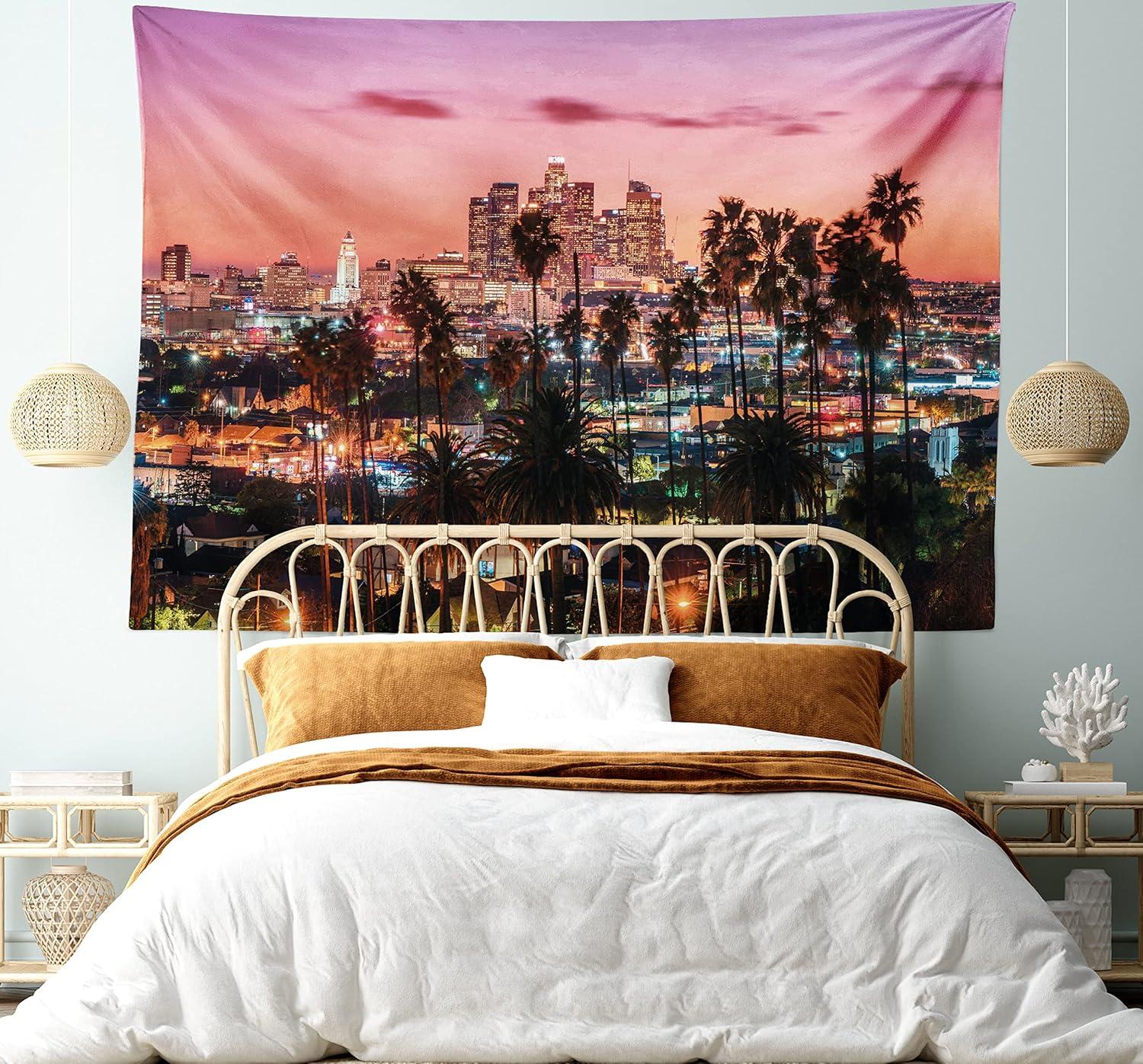 imageAmbesonne Hippie Tapestry Modern Goth Scene of Wingy Skeleton Moon and Roundy Flowers Boho Dreamy Fabric Wall Hanging Decor for Bedroom Living Room Dorm 28 X 23 Eggshell Shamrock GreenDried Rose
