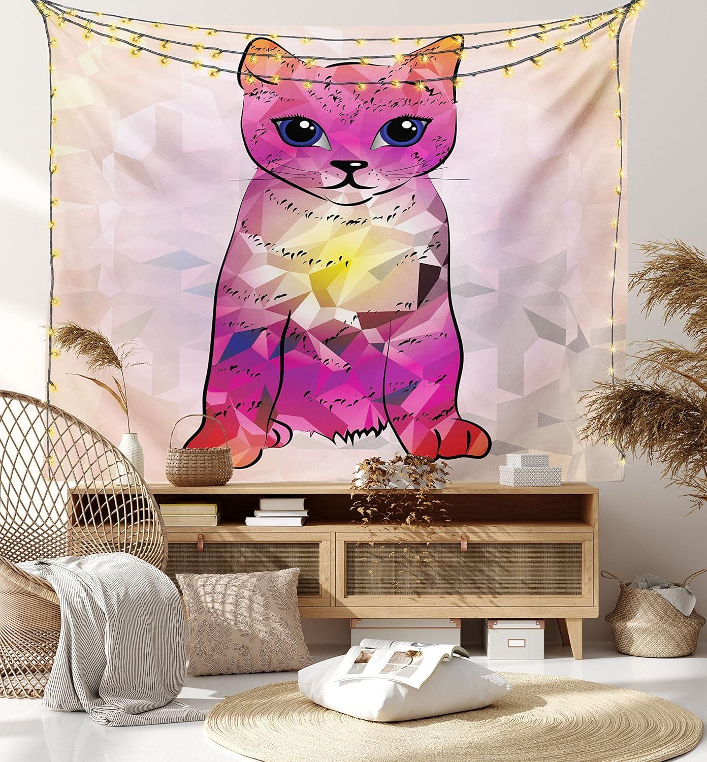 imageAmbesonne Hippie Tapestry Modern Goth Scene of Wingy Skeleton Moon and Roundy Flowers Boho Dreamy Fabric Wall Hanging Decor for Bedroom Living Room Dorm 28 X 23 Eggshell Shamrock GreenPink Fuchsia
