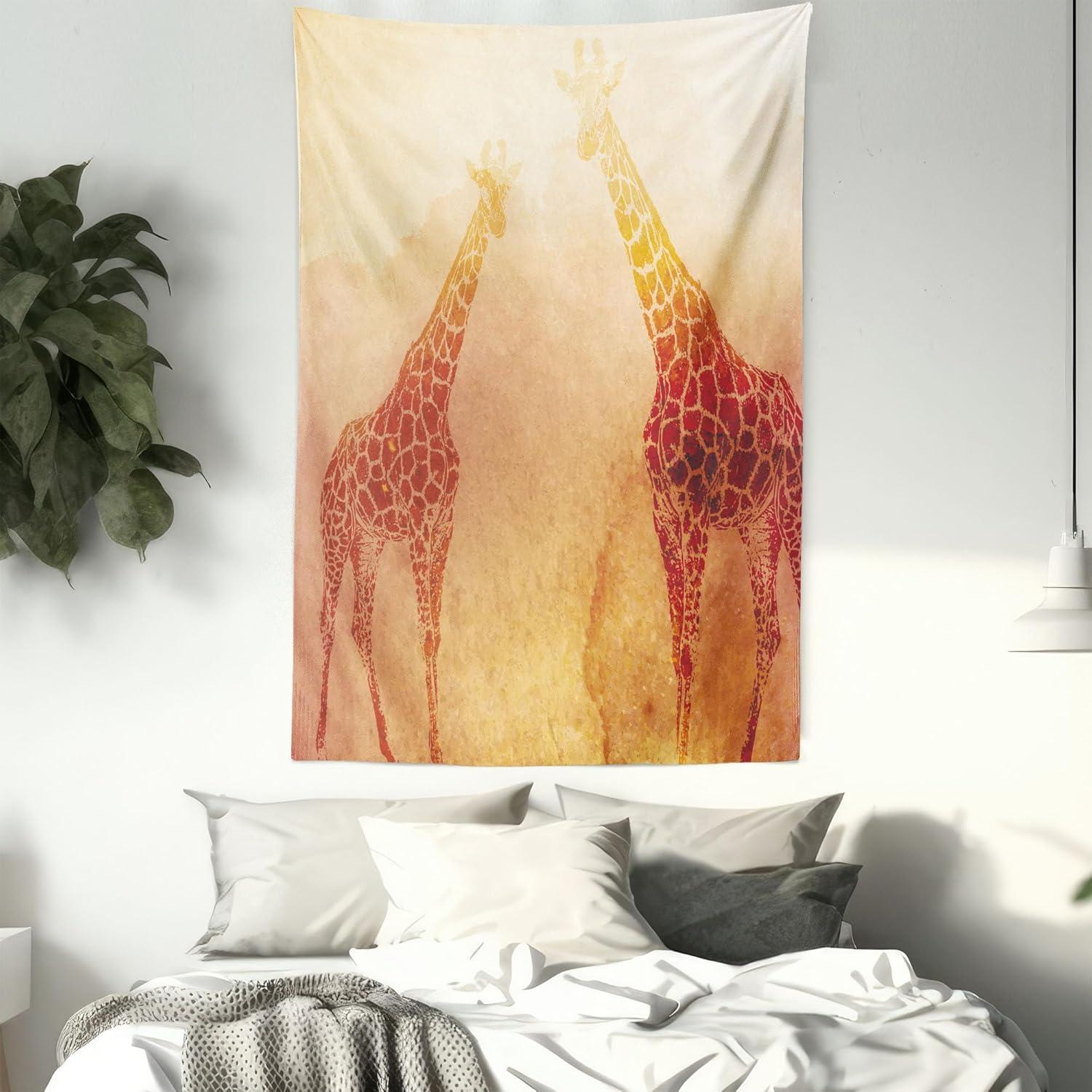 imageAmbesonne Hippie Tapestry Modern Goth Scene of Wingy Skeleton Moon and Roundy Flowers Boho Dreamy Fabric Wall Hanging Decor for Bedroom Living Room Dorm 28 X 23 Eggshell Shamrock GreenOrange