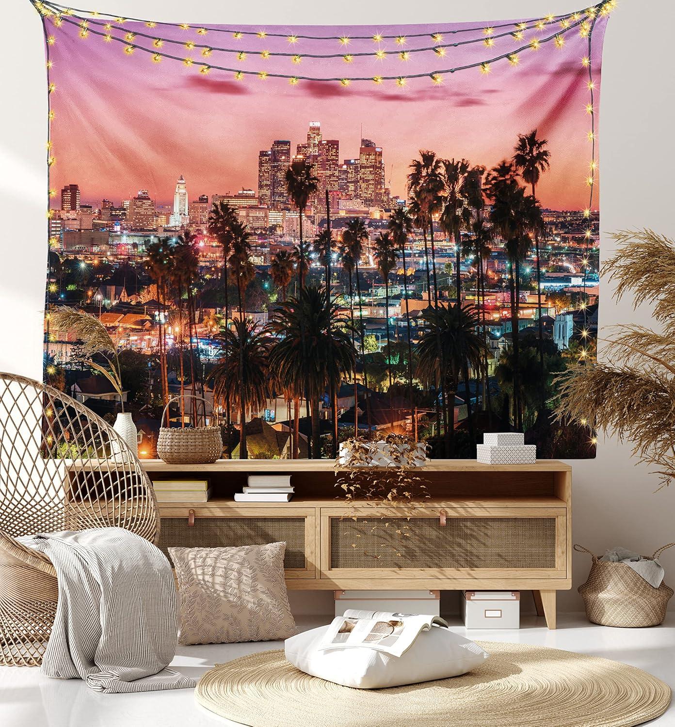 imageAmbesonne Hippie Tapestry Modern Goth Scene of Wingy Skeleton Moon and Roundy Flowers Boho Dreamy Fabric Wall Hanging Decor for Bedroom Living Room Dorm 28 X 23 Eggshell Shamrock GreenDried Rose
