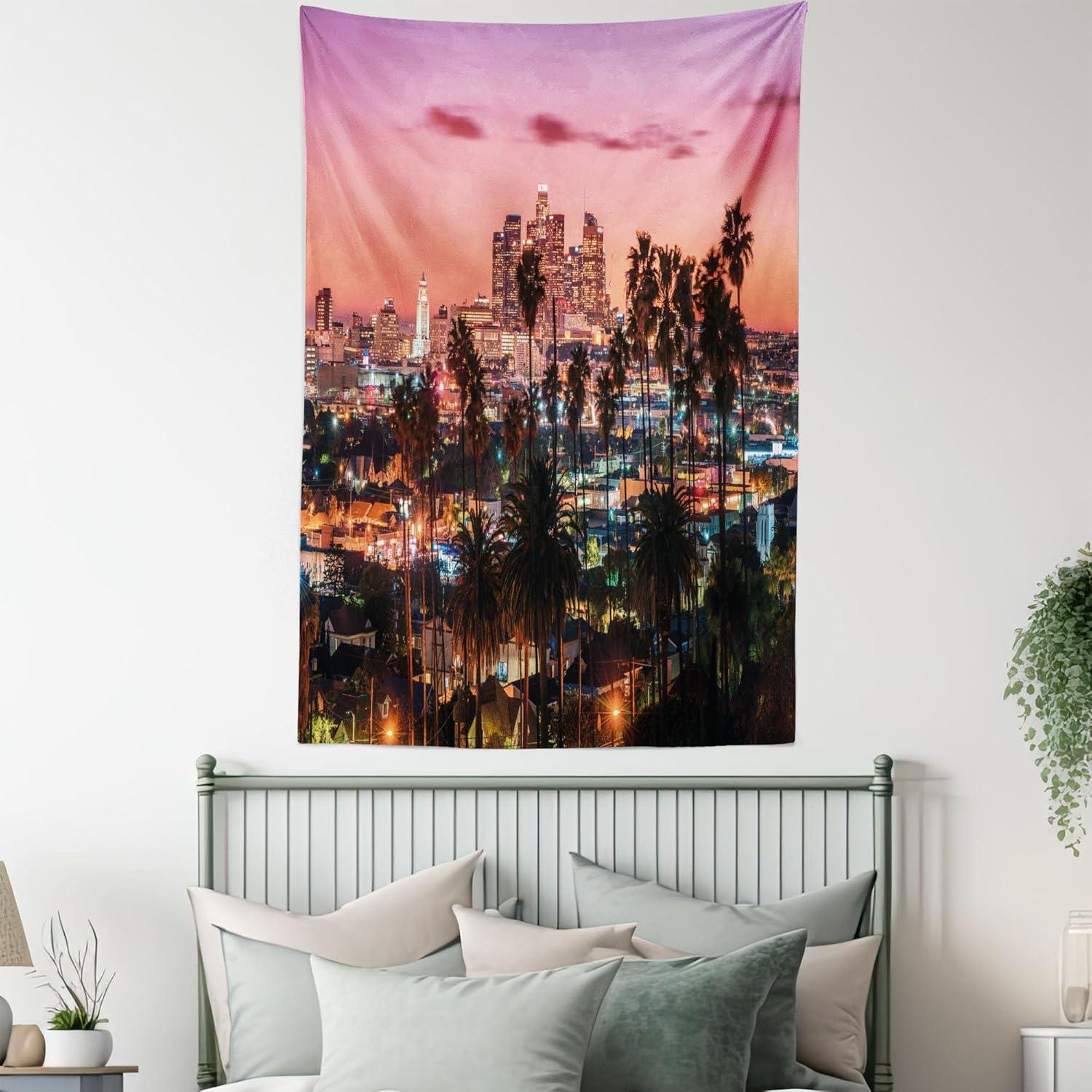imageAmbesonne Hippie Tapestry Modern Goth Scene of Wingy Skeleton Moon and Roundy Flowers Boho Dreamy Fabric Wall Hanging Decor for Bedroom Living Room Dorm 28 X 23 Eggshell Shamrock GreenDried Rose