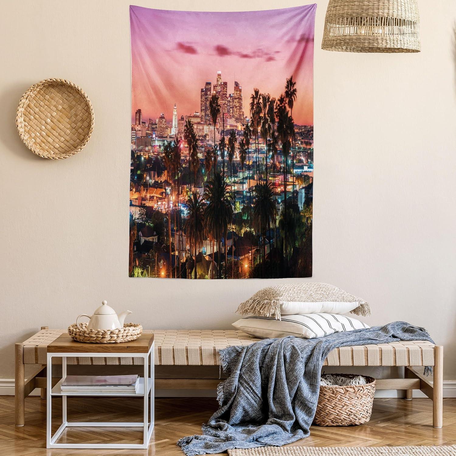 imageAmbesonne Hippie Tapestry Modern Goth Scene of Wingy Skeleton Moon and Roundy Flowers Boho Dreamy Fabric Wall Hanging Decor for Bedroom Living Room Dorm 28 X 23 Eggshell Shamrock GreenDried Rose