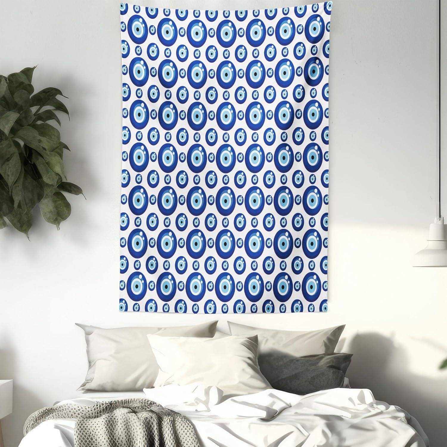 imageAmbesonne Hippie Tapestry Modern Goth Scene of Wingy Skeleton Moon and Roundy Flowers Boho Dreamy Fabric Wall Hanging Decor for Bedroom Living Room Dorm 28 X 23 Eggshell Shamrock GreenBlue Pale Blue White
