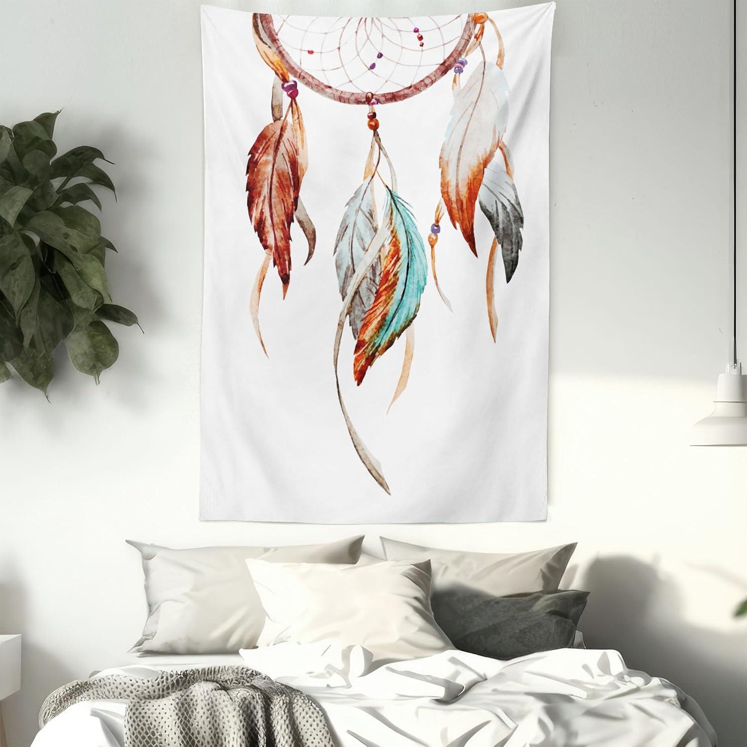 imageAmbesonne Hippie Tapestry Modern Goth Scene of Wingy Skeleton Moon and Roundy Flowers Boho Dreamy Fabric Wall Hanging Decor for Bedroom Living Room Dorm 28 X 23 Eggshell Shamrock GreenSienna Seafoam