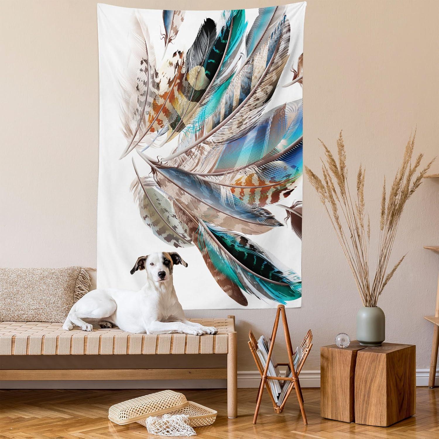 imageAmbesonne Hippie Tapestry Modern Goth Scene of Wingy Skeleton Moon and Roundy Flowers Boho Dreamy Fabric Wall Hanging Decor for Bedroom Living Room Dorm 28 X 23 Eggshell Shamrock GreenTeal Brown