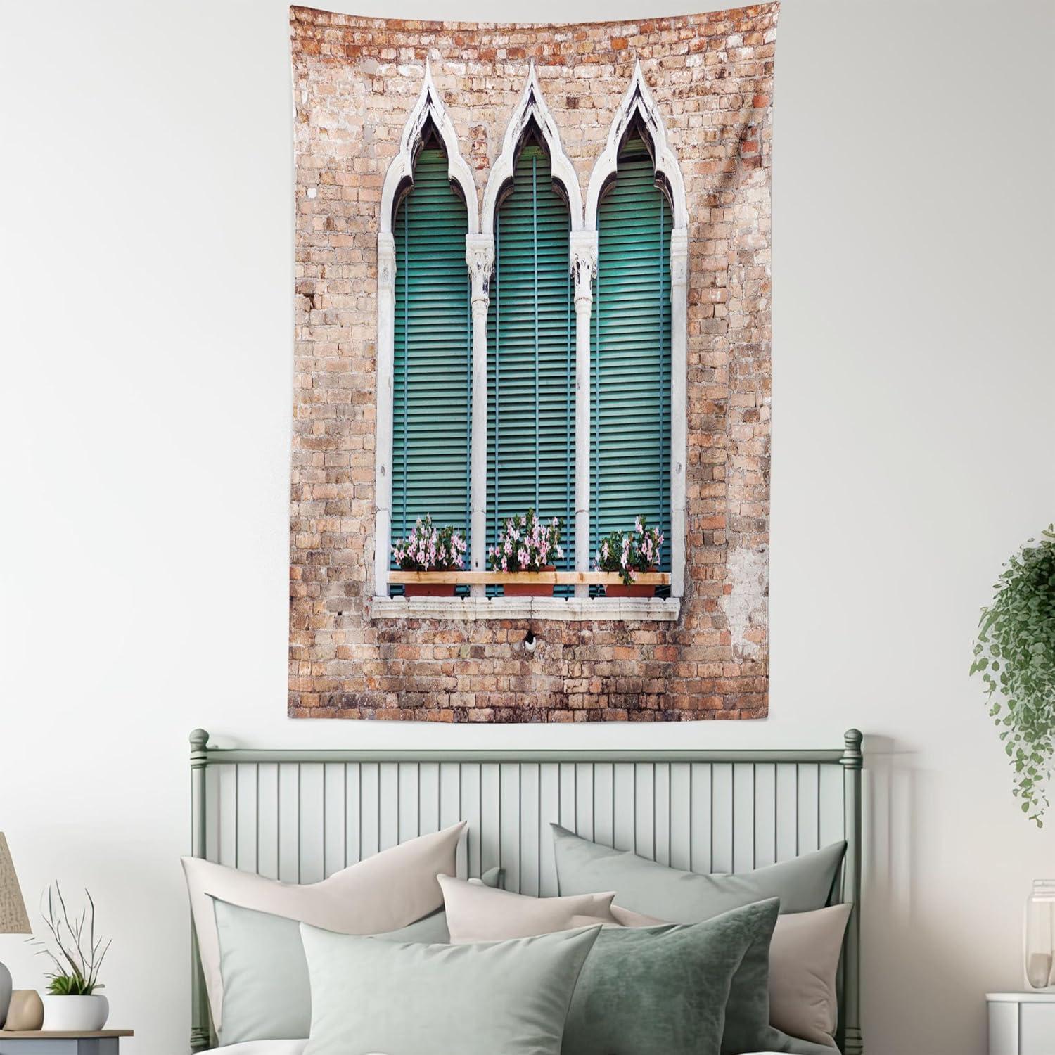 imageAmbesonne Hippie Tapestry Modern Goth Scene of Wingy Skeleton Moon and Roundy Flowers Boho Dreamy Fabric Wall Hanging Decor for Bedroom Living Room Dorm 28 X 23 Eggshell Shamrock GreenPale Brown White Blue