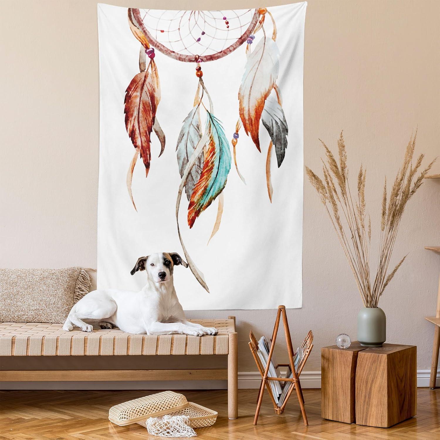 imageAmbesonne Hippie Tapestry Modern Goth Scene of Wingy Skeleton Moon and Roundy Flowers Boho Dreamy Fabric Wall Hanging Decor for Bedroom Living Room Dorm 28 X 23 Eggshell Shamrock GreenSienna Seafoam