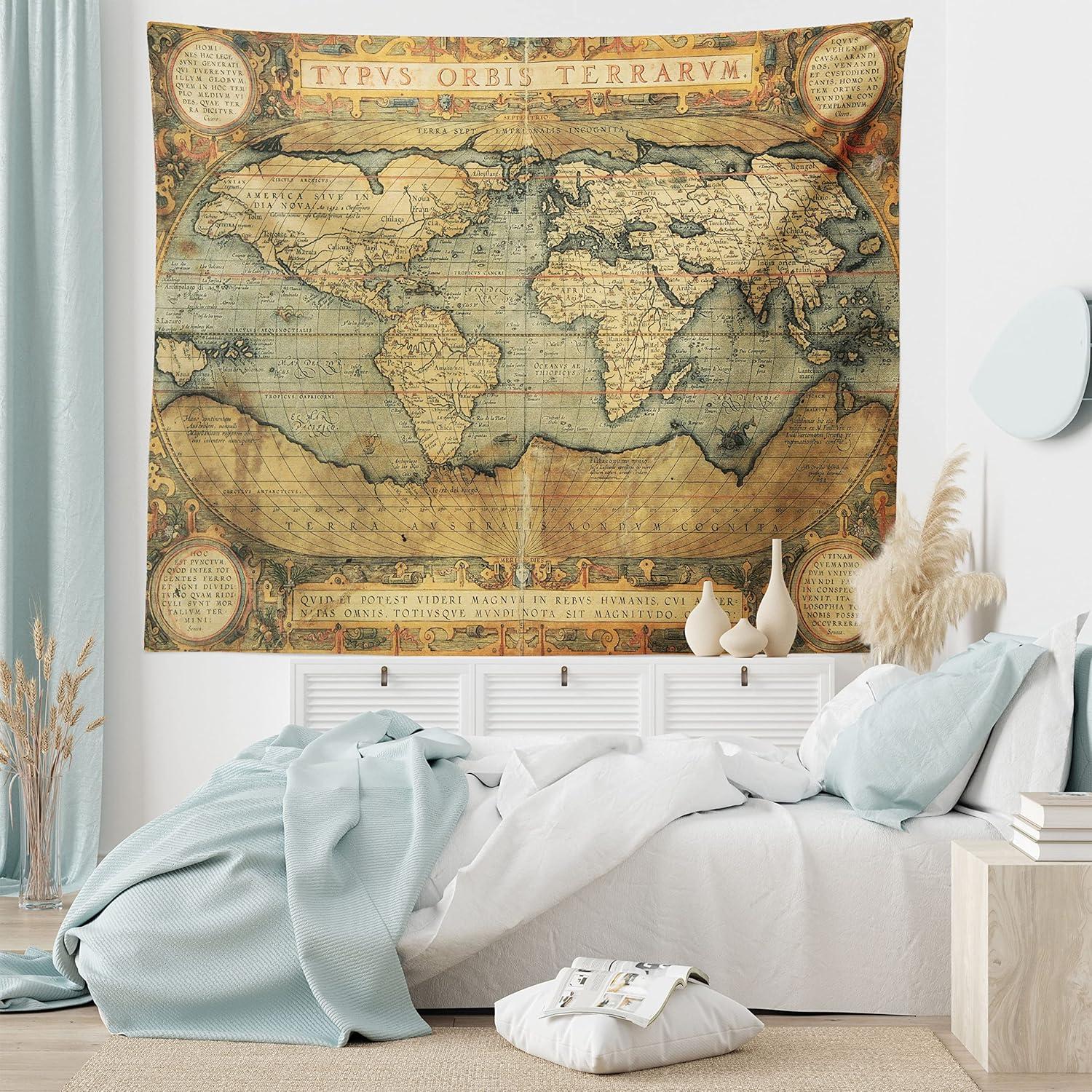 imageAmbesonne Hippie Tapestry Modern Goth Scene of Wingy Skeleton Moon and Roundy Flowers Boho Dreamy Fabric Wall Hanging Decor for Bedroom Living Room Dorm 28 X 23 Eggshell Shamrock GreenSand Blue