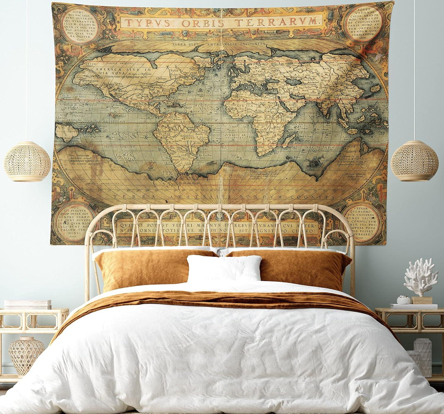 imageAmbesonne Hippie Tapestry Modern Goth Scene of Wingy Skeleton Moon and Roundy Flowers Boho Dreamy Fabric Wall Hanging Decor for Bedroom Living Room Dorm 28 X 23 Eggshell Shamrock GreenSand Brown Slate Blue