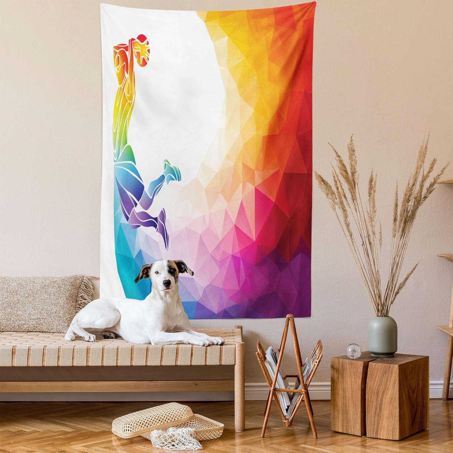 imageAmbesonne Hippie Tapestry Modern Goth Scene of Wingy Skeleton Moon and Roundy Flowers Boho Dreamy Fabric Wall Hanging Decor for Bedroom Living Room Dorm 28 X 23 Eggshell Shamrock GreenWhite Orange